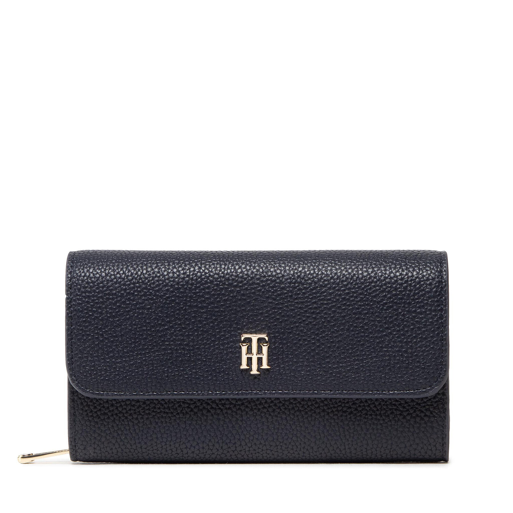 Tommy Hilfiger Голям дамски портфейл Th Element Lrg Flap Wallet Corp AW0AW12074 Тъмносин - Pepit.bg