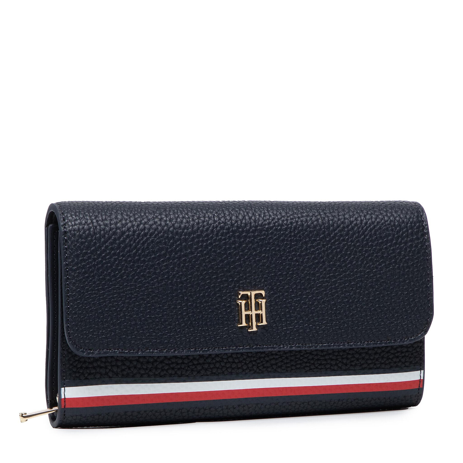 Tommy Hilfiger Голям дамски портфейл Th Element Lrg Flap Wallet Crop AW0AW11622 Тъмносин - Pepit.bg