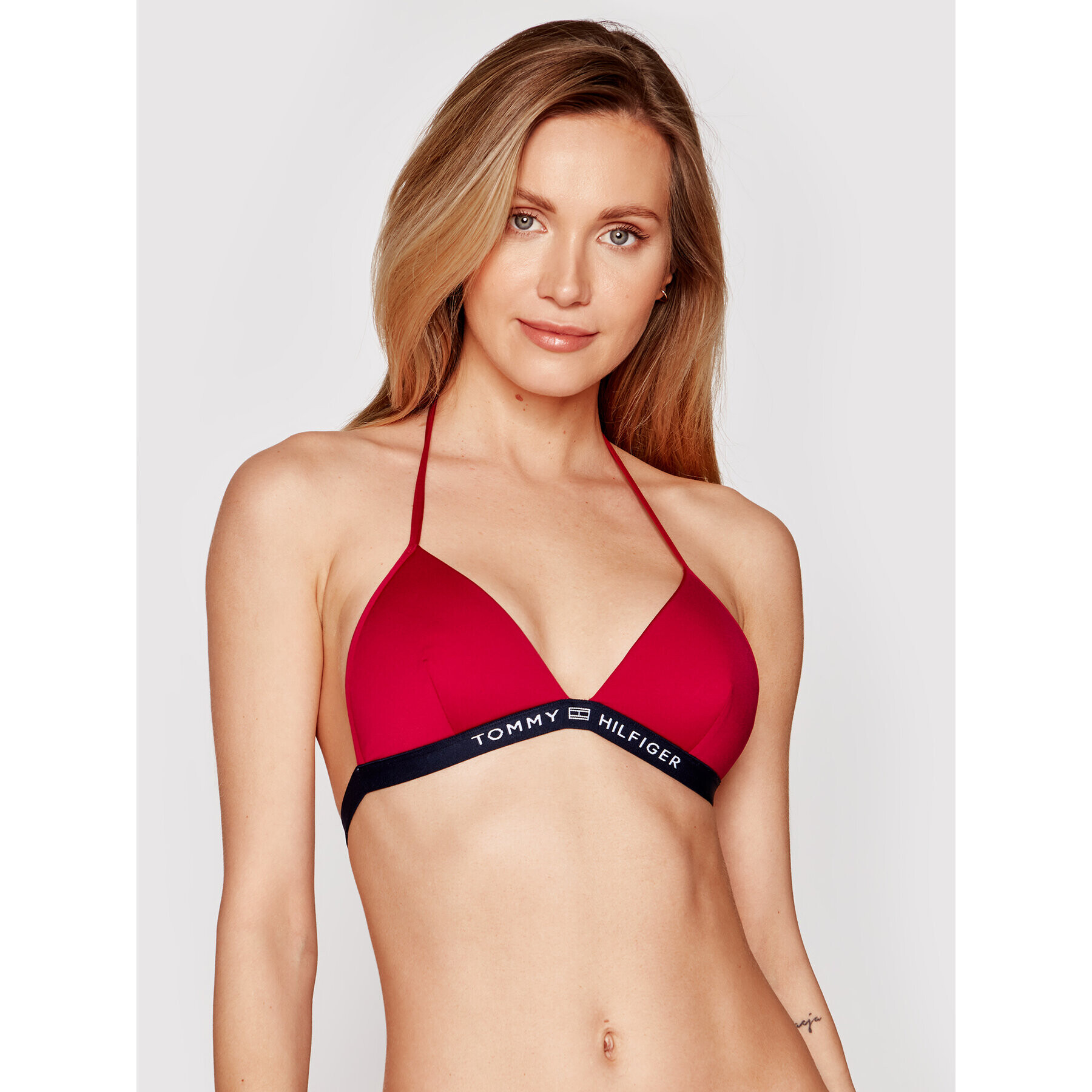 Tommy Hilfiger Горнище на бански Triangle Fixed UW0UW02708 Розов - Pepit.bg