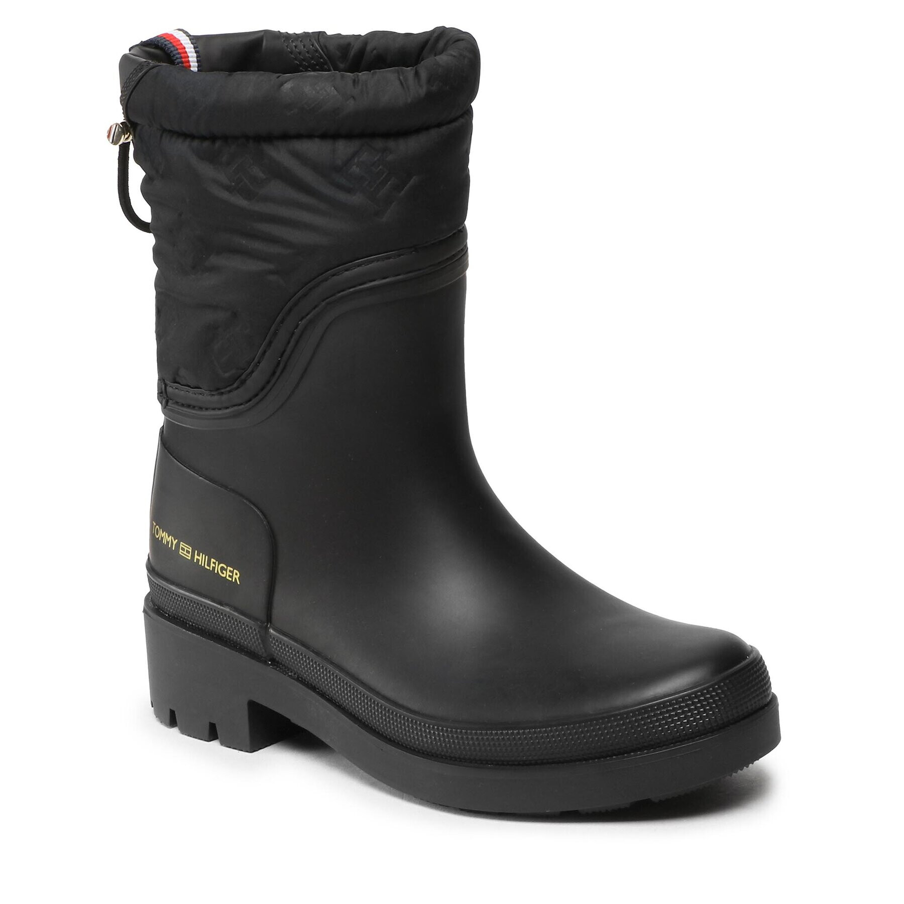 Tommy Hilfiger Гумени ботуши Ankle Rainboot With Monogram FW0FW06848 Черен - Pepit.bg