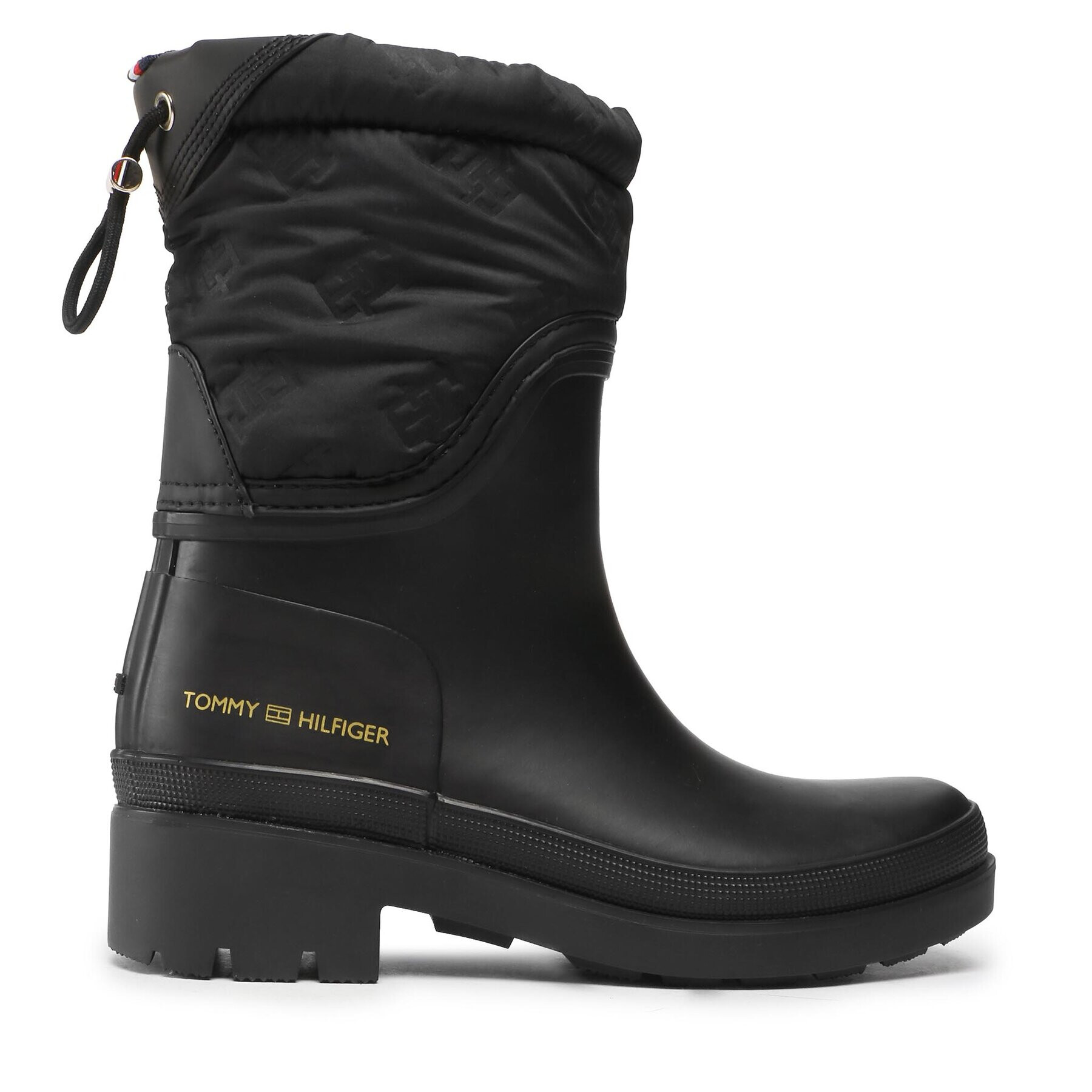 Tommy Hilfiger Гумени ботуши Ankle Rainboot With Monogram FW0FW06848 Черен - Pepit.bg