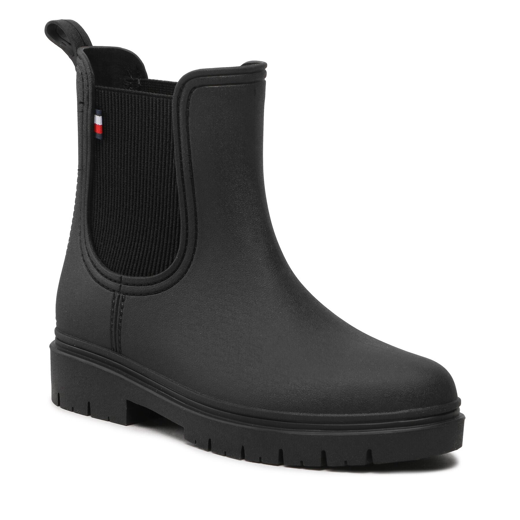 Tommy Hilfiger Гумени ботуши Matt Ankle Rainboot With Elastic FW0FW06897 Черен - Pepit.bg