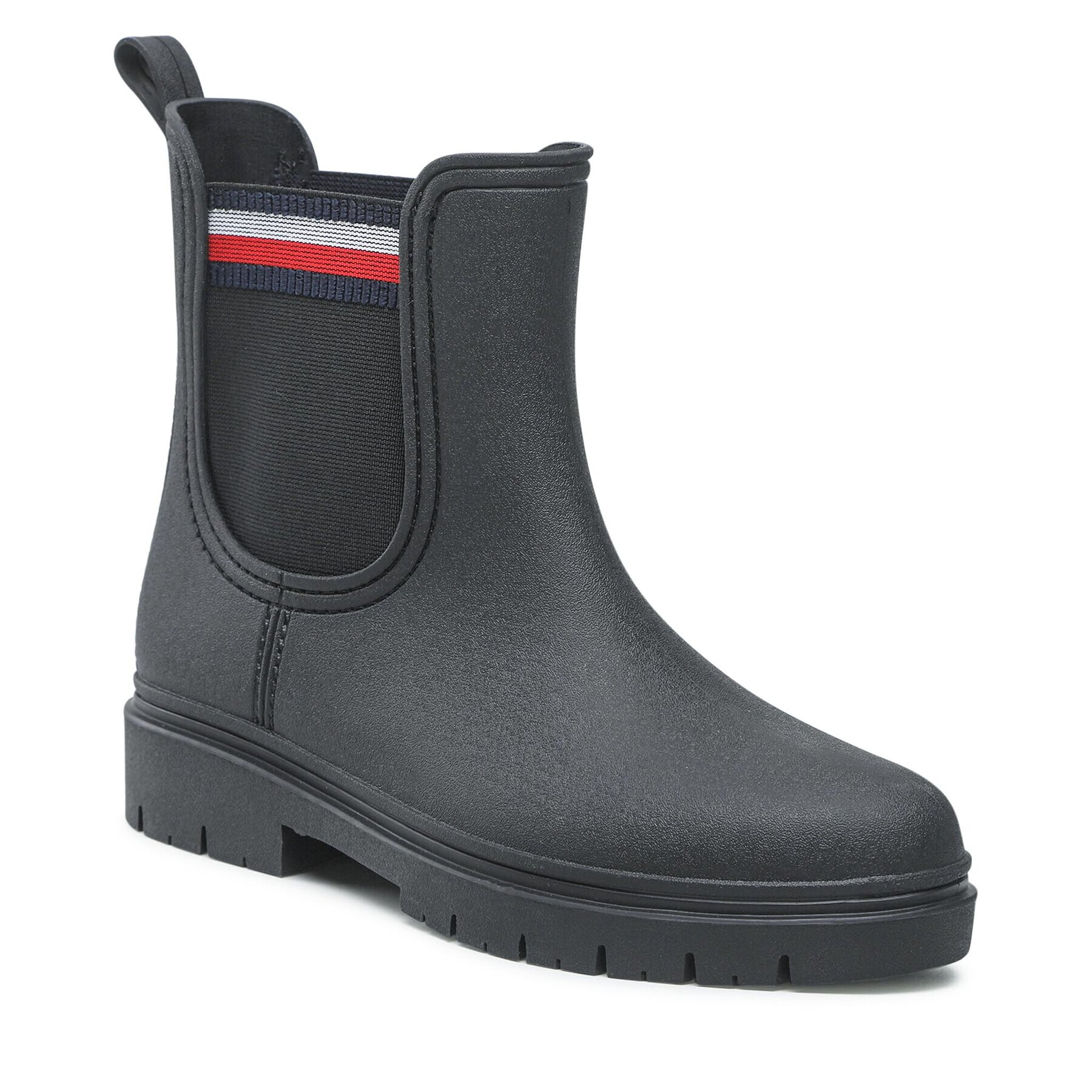 Tommy Hilfiger Гумени ботуши Rain Boot Ankle Elastic FW0FW06774 Черен - Pepit.bg