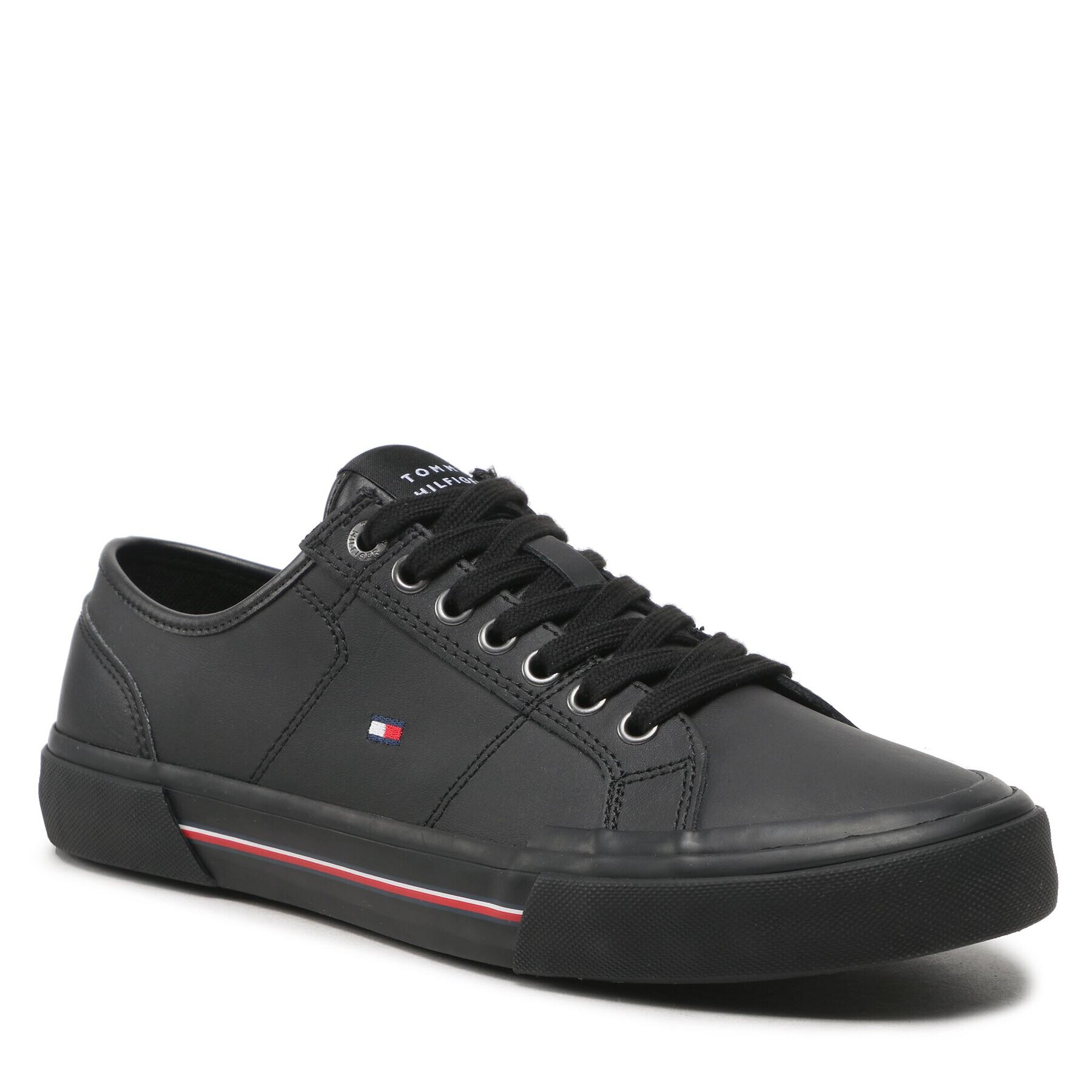 Tommy Hilfiger Гуменки Core Corporate Vulc Leather FM0FM04561 Черен - Pepit.bg