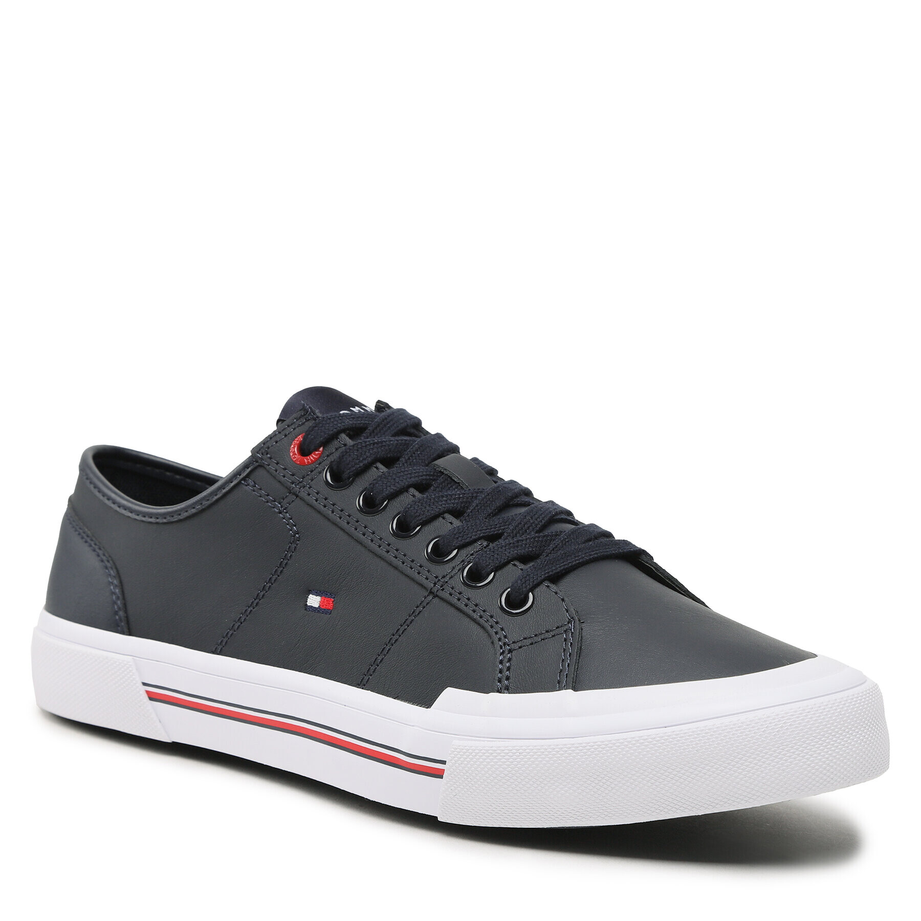 Tommy Hilfiger Гуменки Core Corporate Vulc Leather FM0FM04561 Тъмносин - Pepit.bg