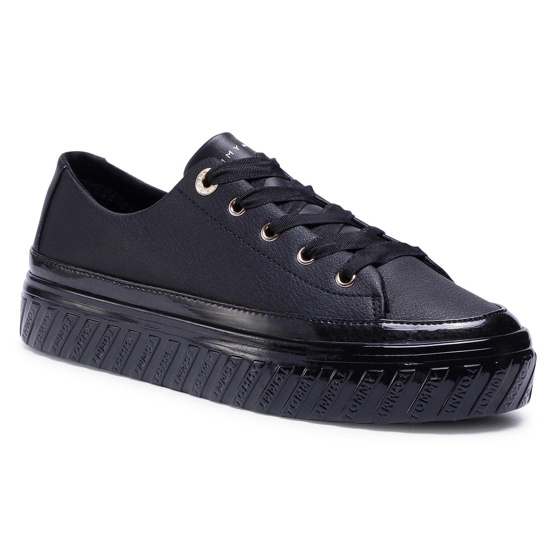 Tommy Hilfiger Гуменки Shiny Flatform Vulc Sneaker FW0FW05221 Черен - Pepit.bg