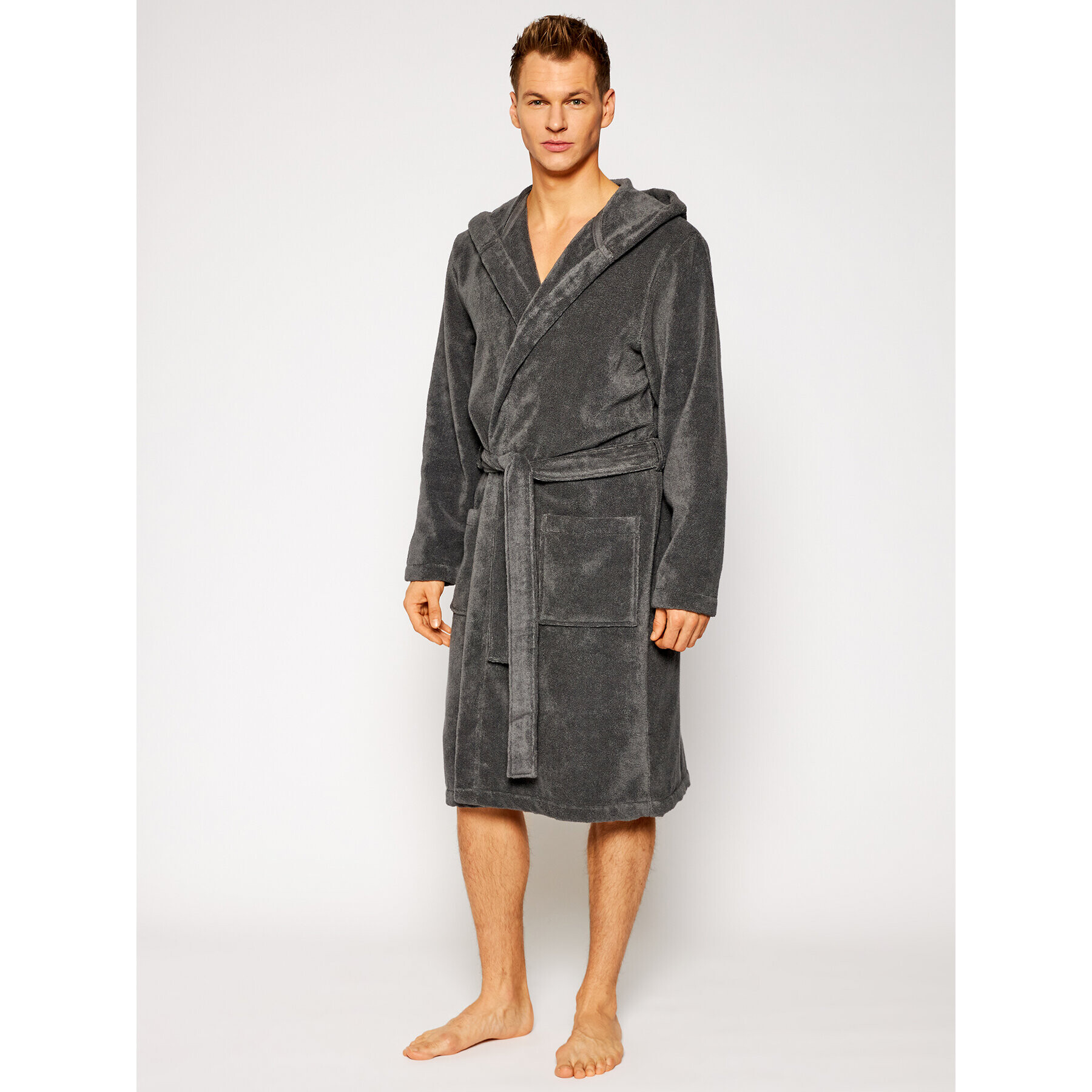 Tommy Hilfiger Халат Icon Hooded Bathrobe 2S87905573 Сив - Pepit.bg