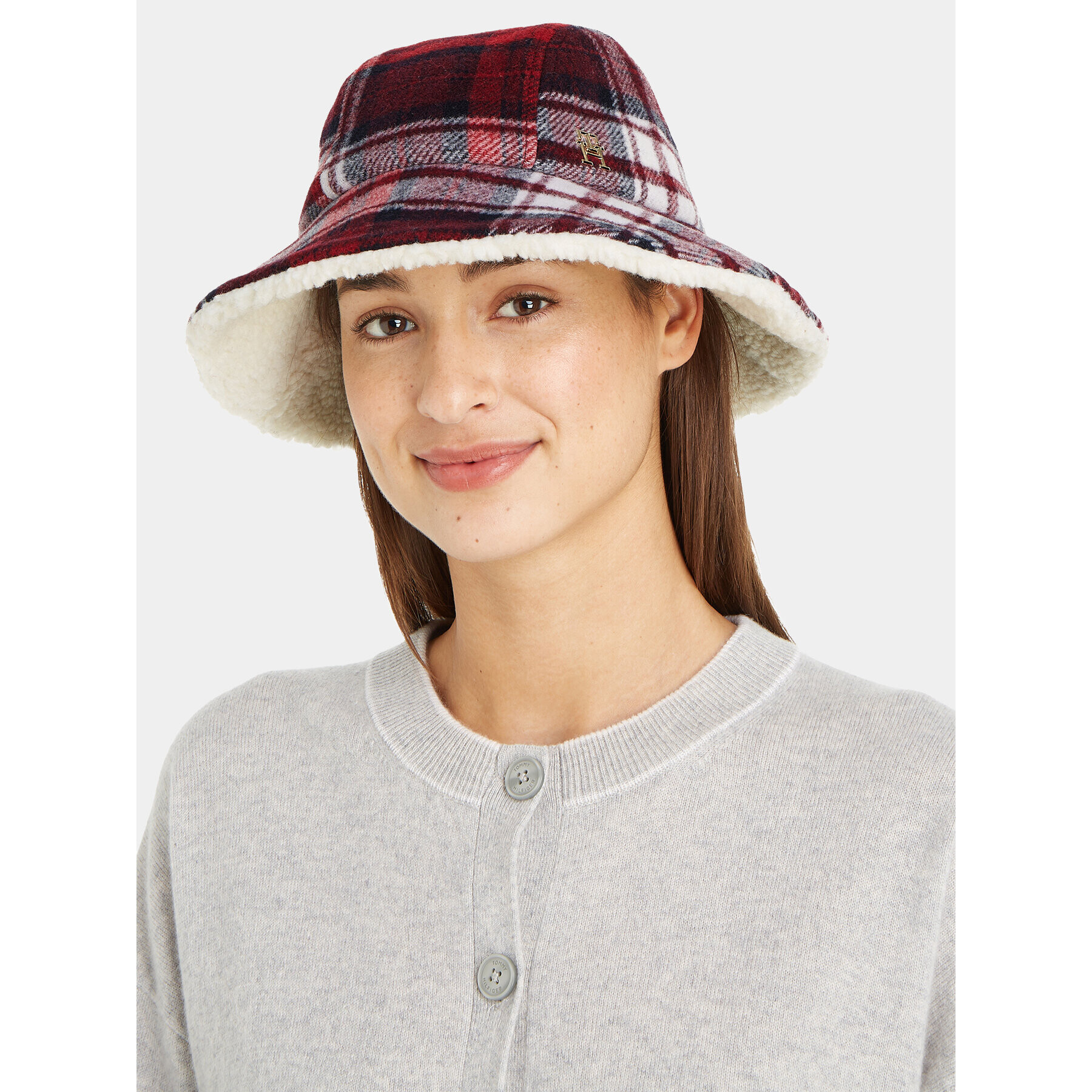 Tommy Hilfiger Капела Tommy Check Bucket Hat AW0AW15313 Тъмносин - Pepit.bg