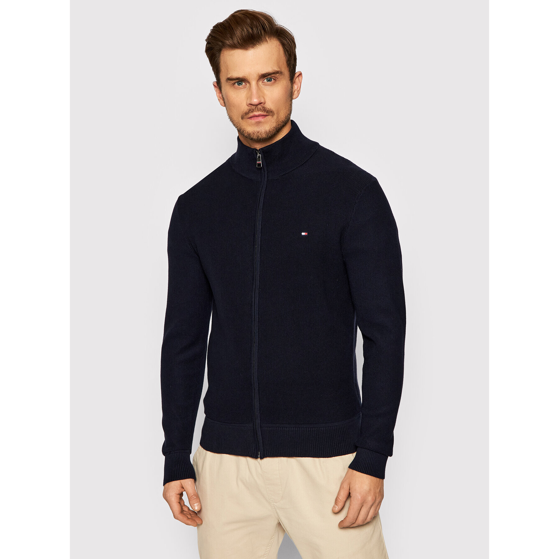 Tommy Hilfiger Кардиган Basic Structure MW0MW19534 Тъмносин Regular Fit - Pepit.bg