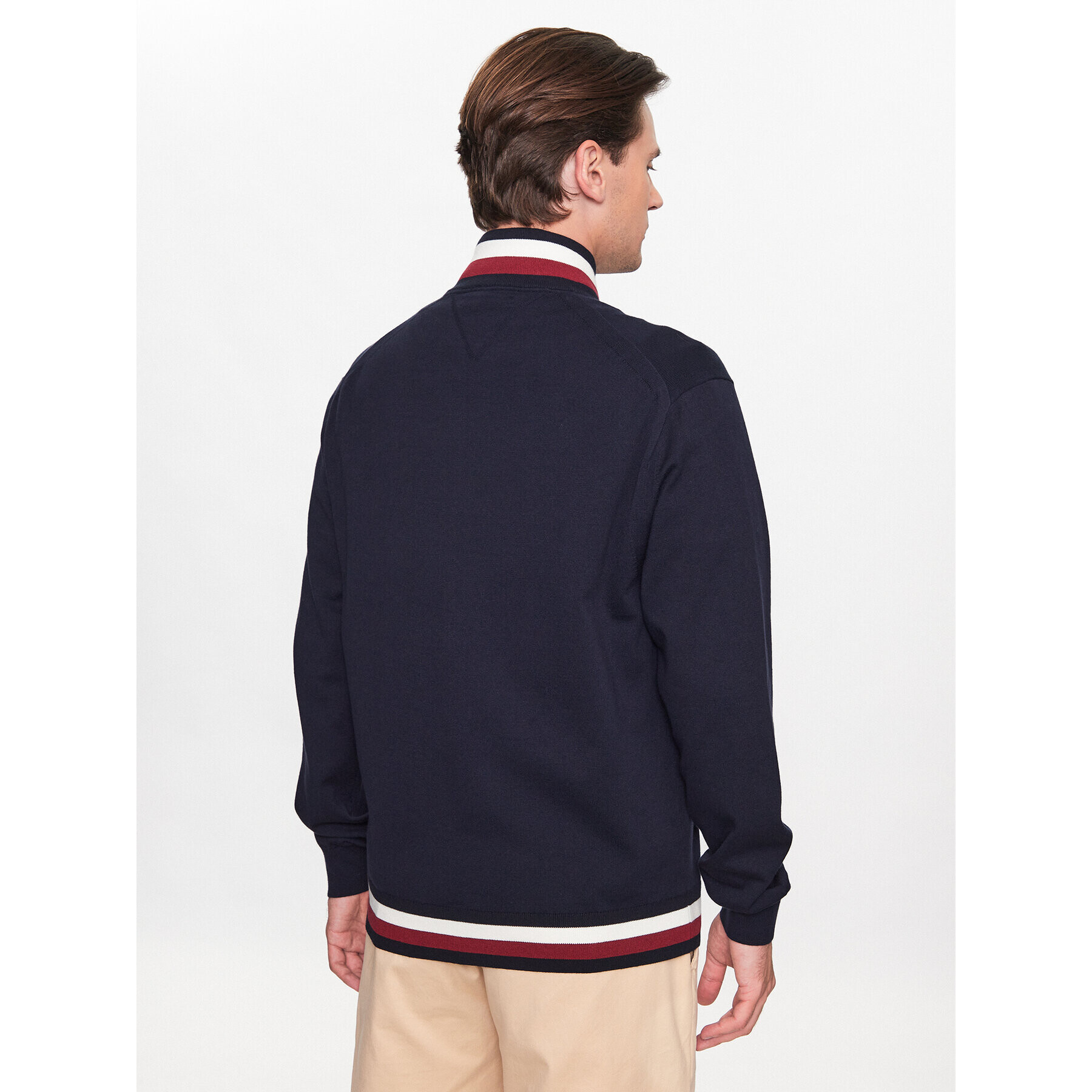 Tommy Hilfiger Кардиган Global Stripe Detail MW0MW32028 Тъмносин Regular Fit - Pepit.bg