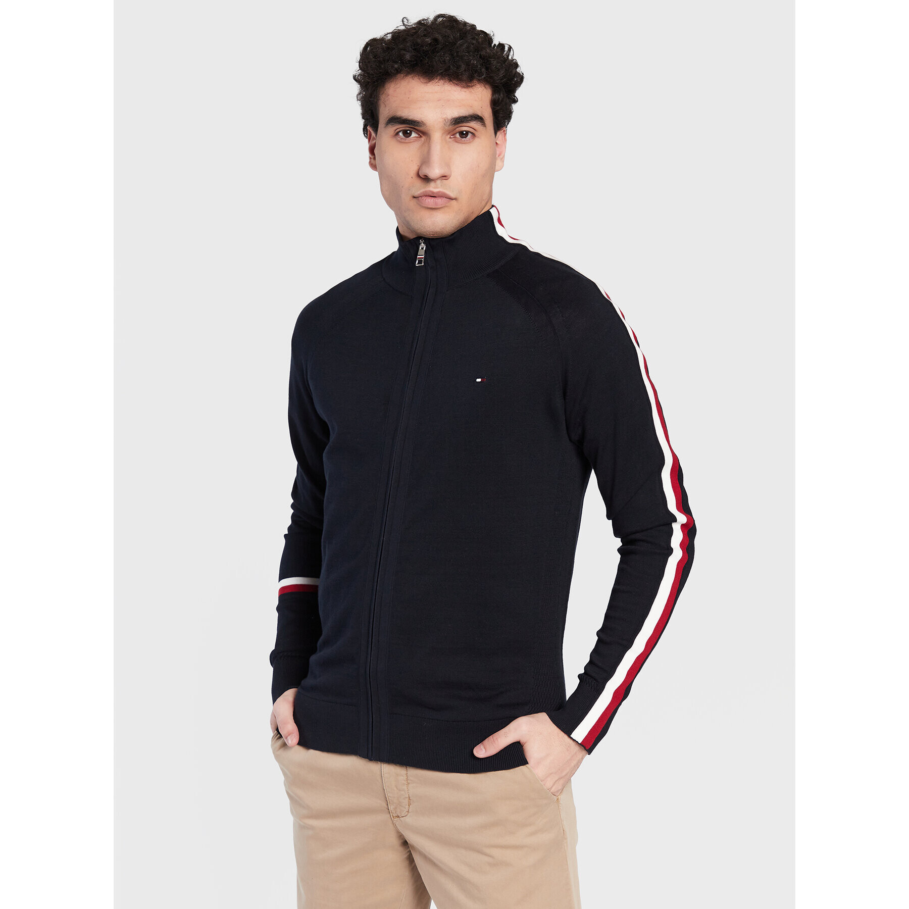 Tommy Hilfiger Кардиган Global Stripe MW0MW29036 Тъмносин Regular Fit - Pepit.bg