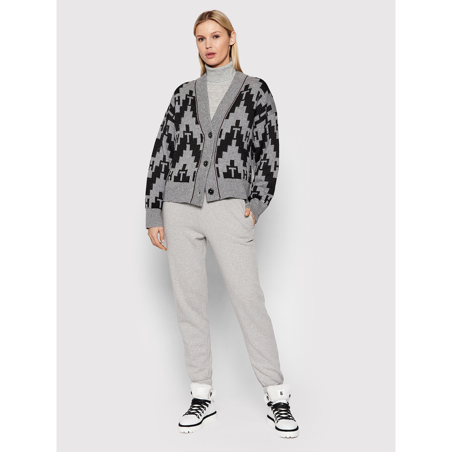 Tommy Hilfiger Кардиган ICONS Fair Isle WW0WW31440 Сив Oversize - Pepit.bg