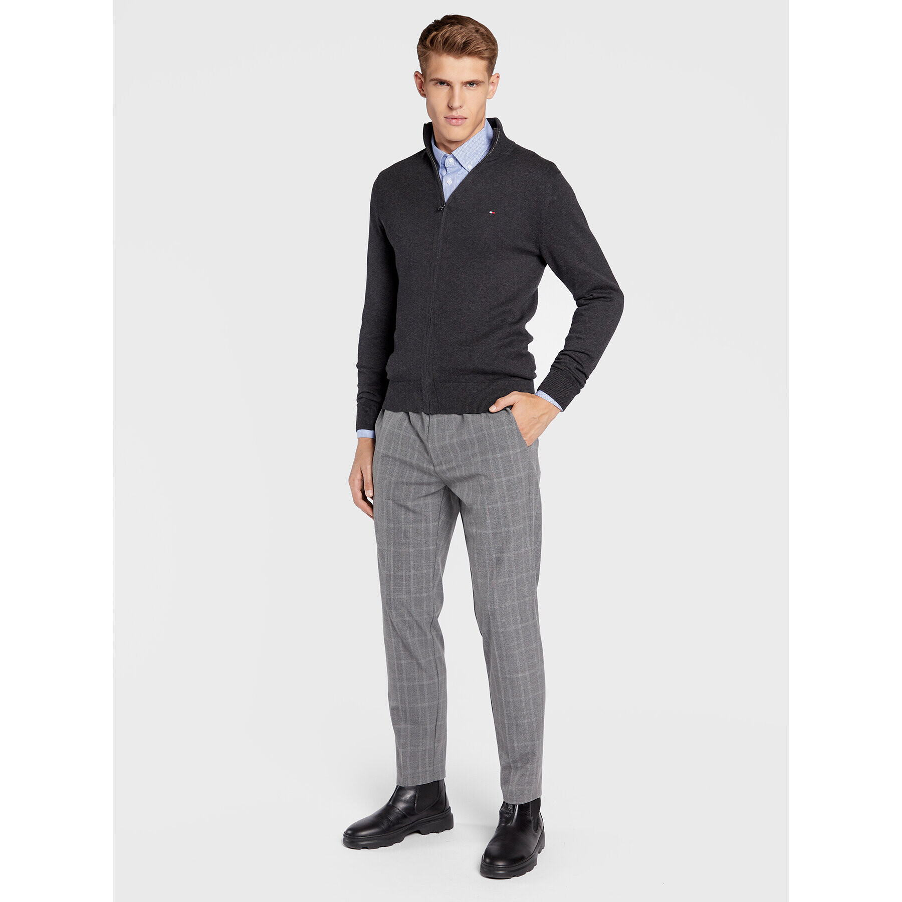 Tommy Hilfiger Кардиган MW0MW28050 Сив Regular Fit - Pepit.bg
