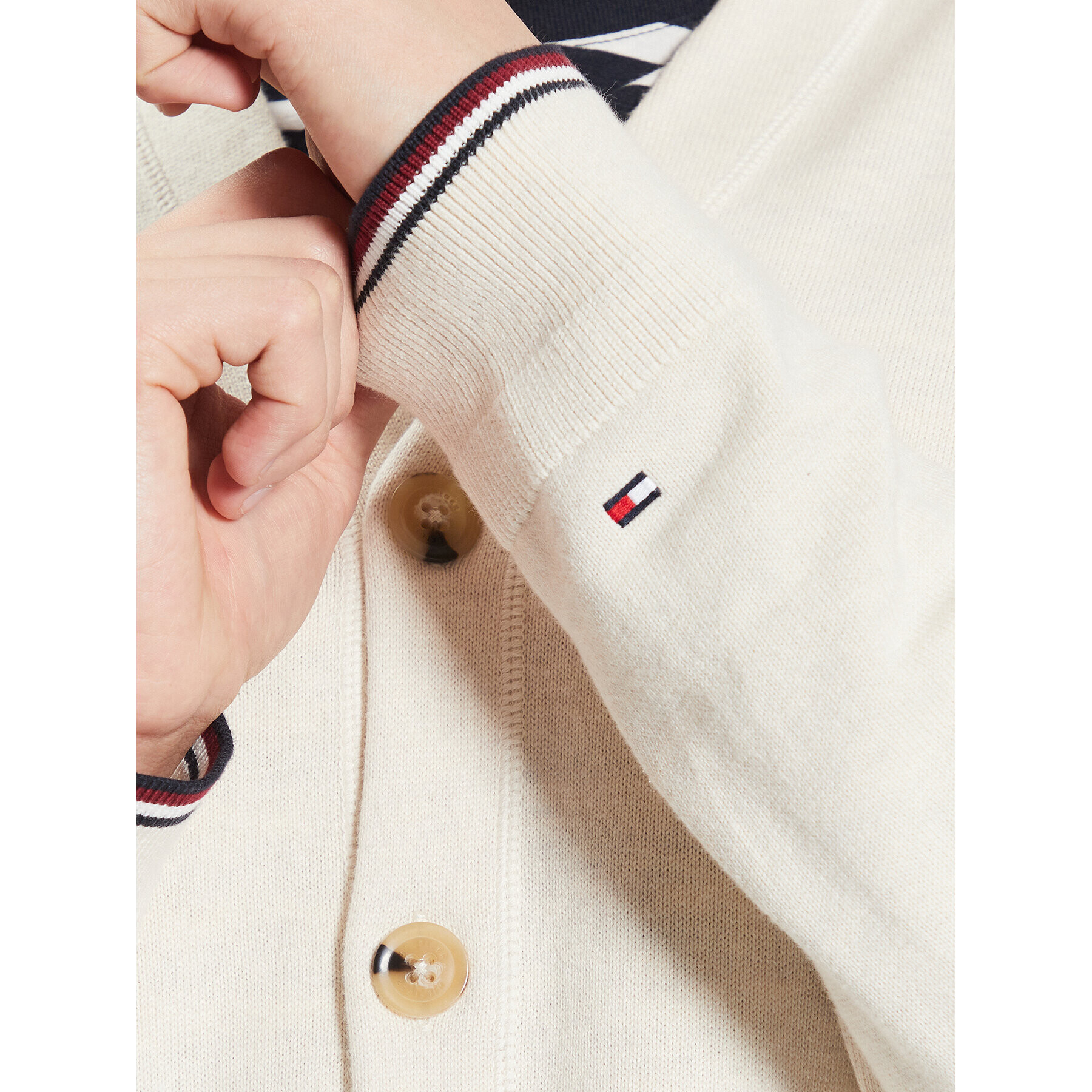 Tommy Hilfiger Кардиган MW0MW32038 Екрю Regular Fit - Pepit.bg