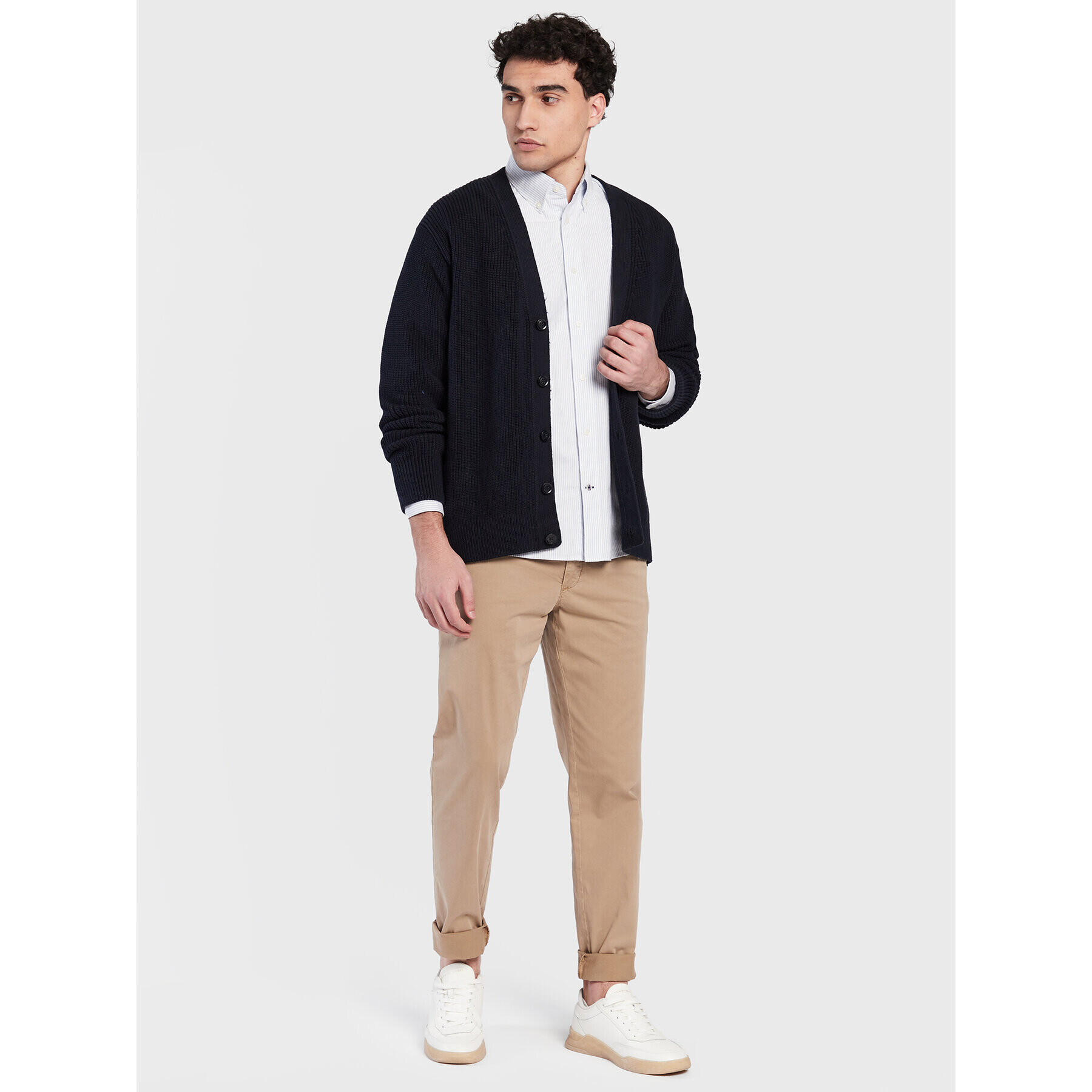 Tommy Hilfiger Кардиган Rib Structure MW0MW29029 Тъмносин Relaxed Fit - Pepit.bg