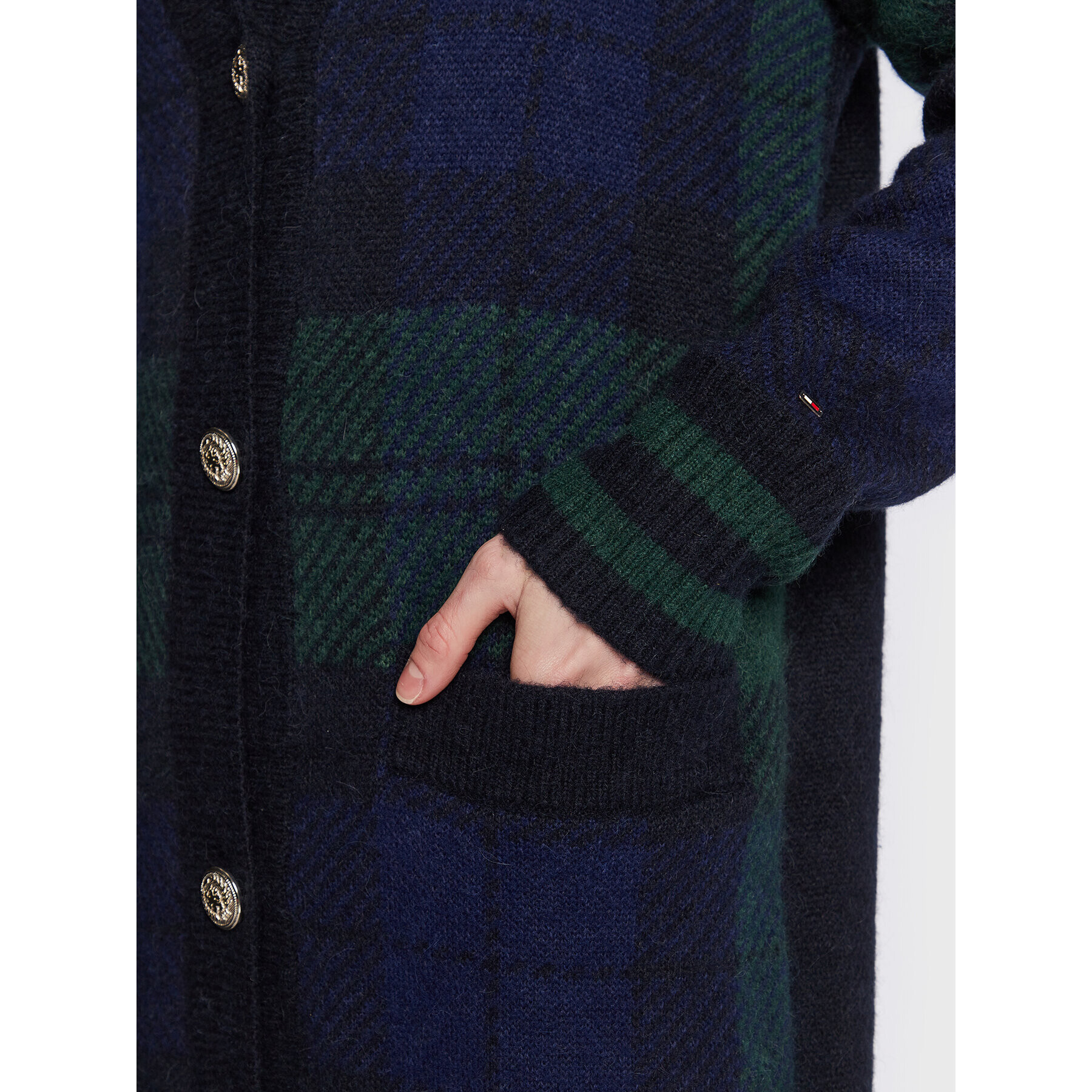 Tommy Hilfiger Кардиган Tartan WW0WW36993 Тъмносин Regular Fit - Pepit.bg