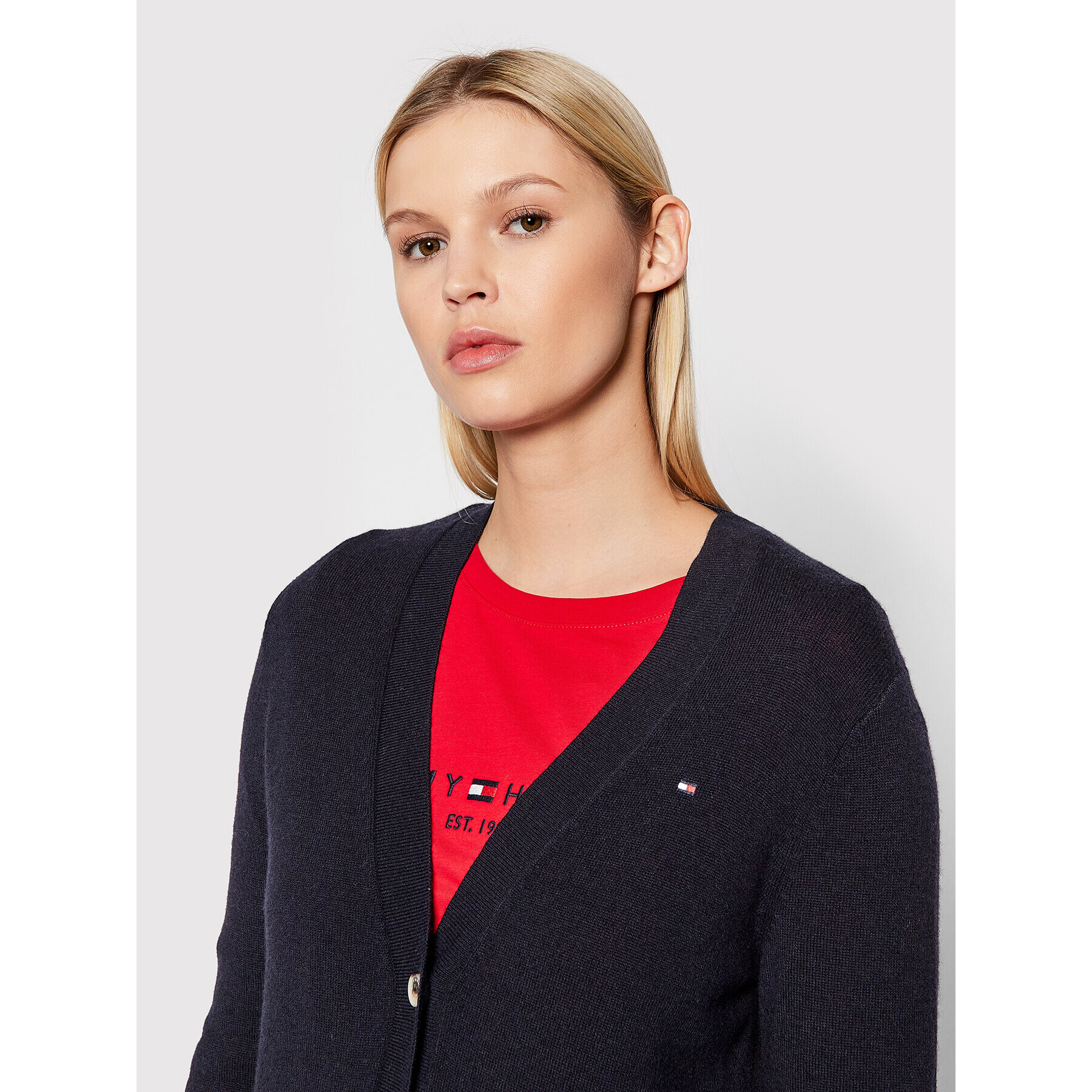 Tommy Hilfiger Кардиган WW0WW31600 Тъмносин Regular Fit - Pepit.bg