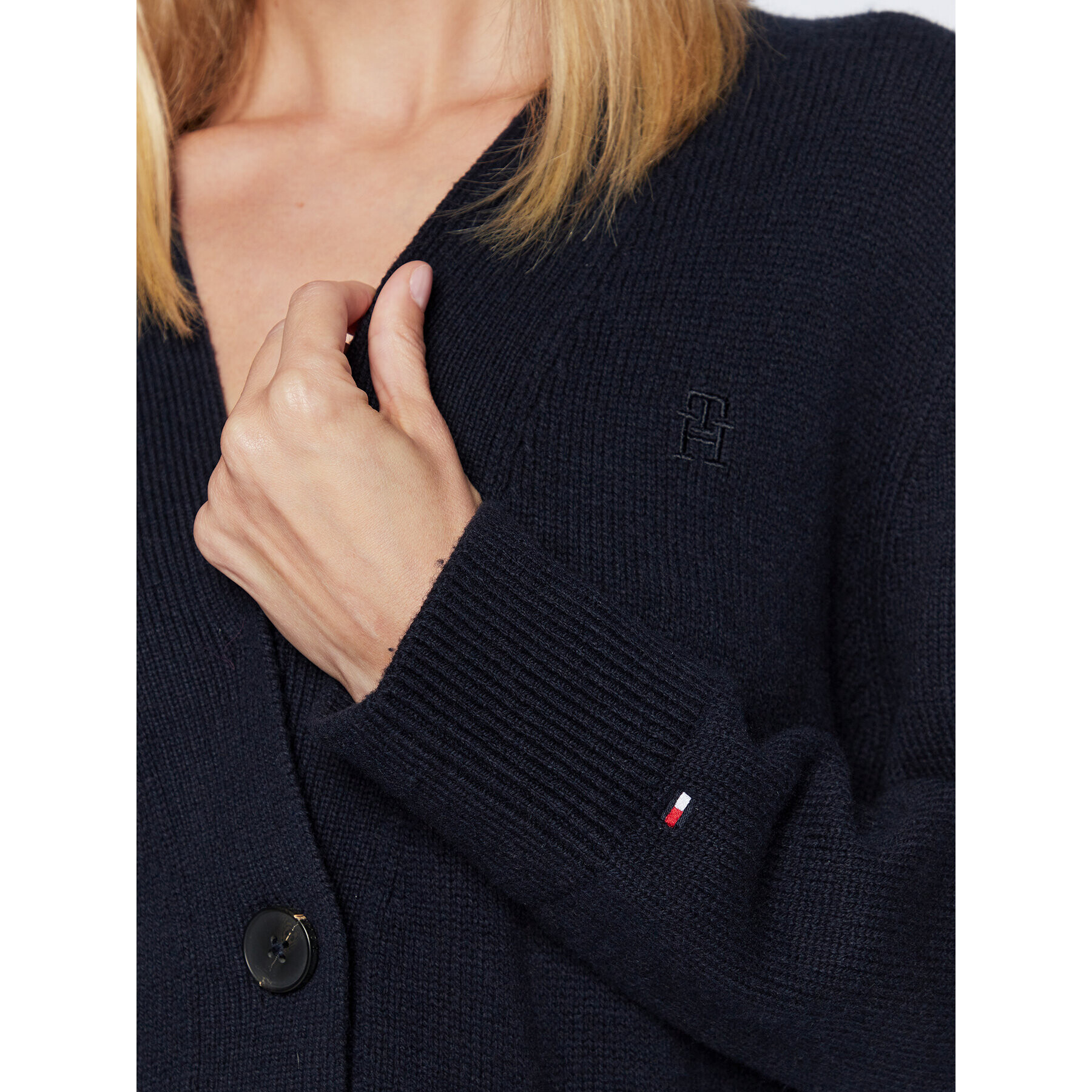 Tommy Hilfiger Кардиган WW0WW35775 Тъмносин Oversize - Pepit.bg