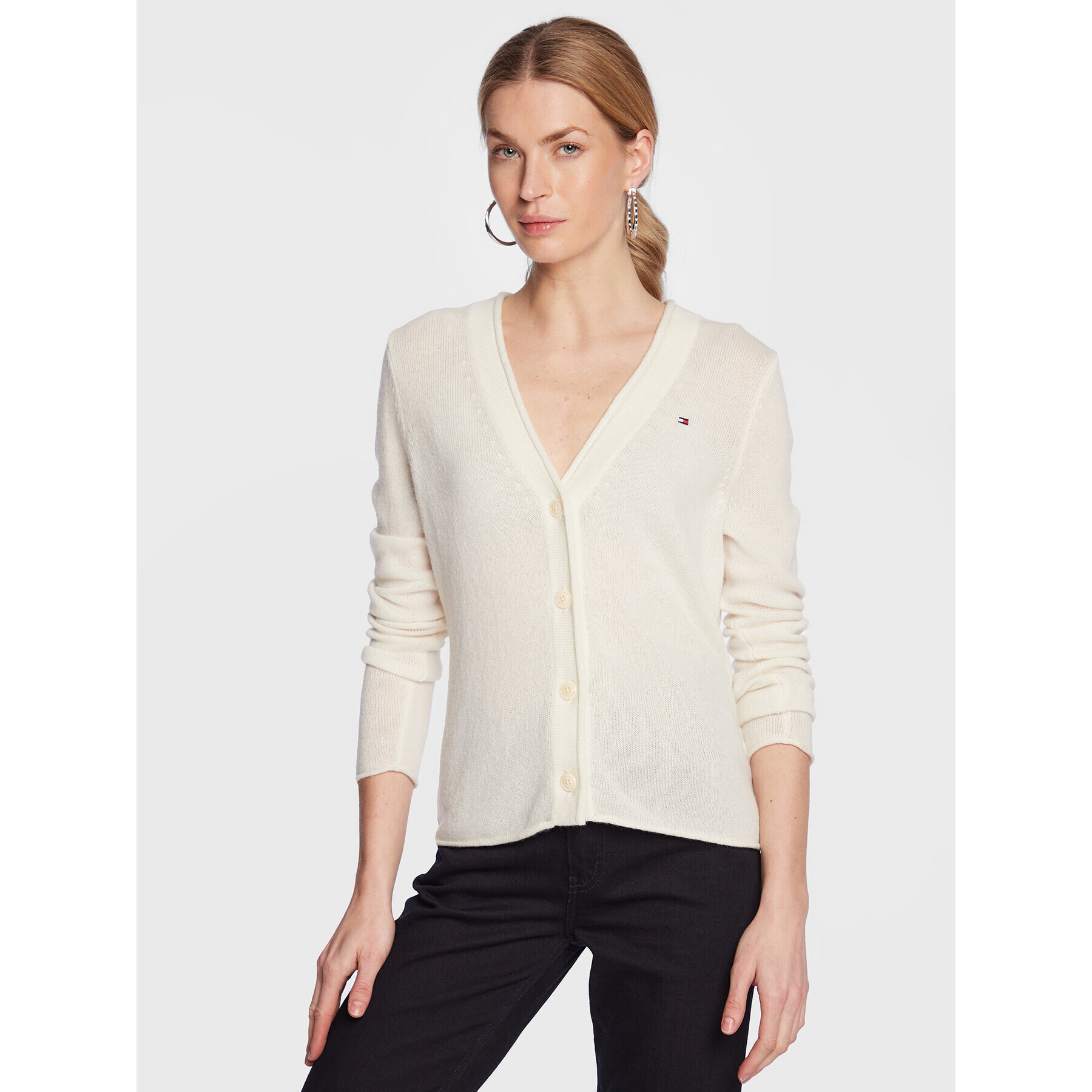 Tommy Hilfiger Кардиган WW0WW37015 Екрю Regular Fit - Pepit.bg