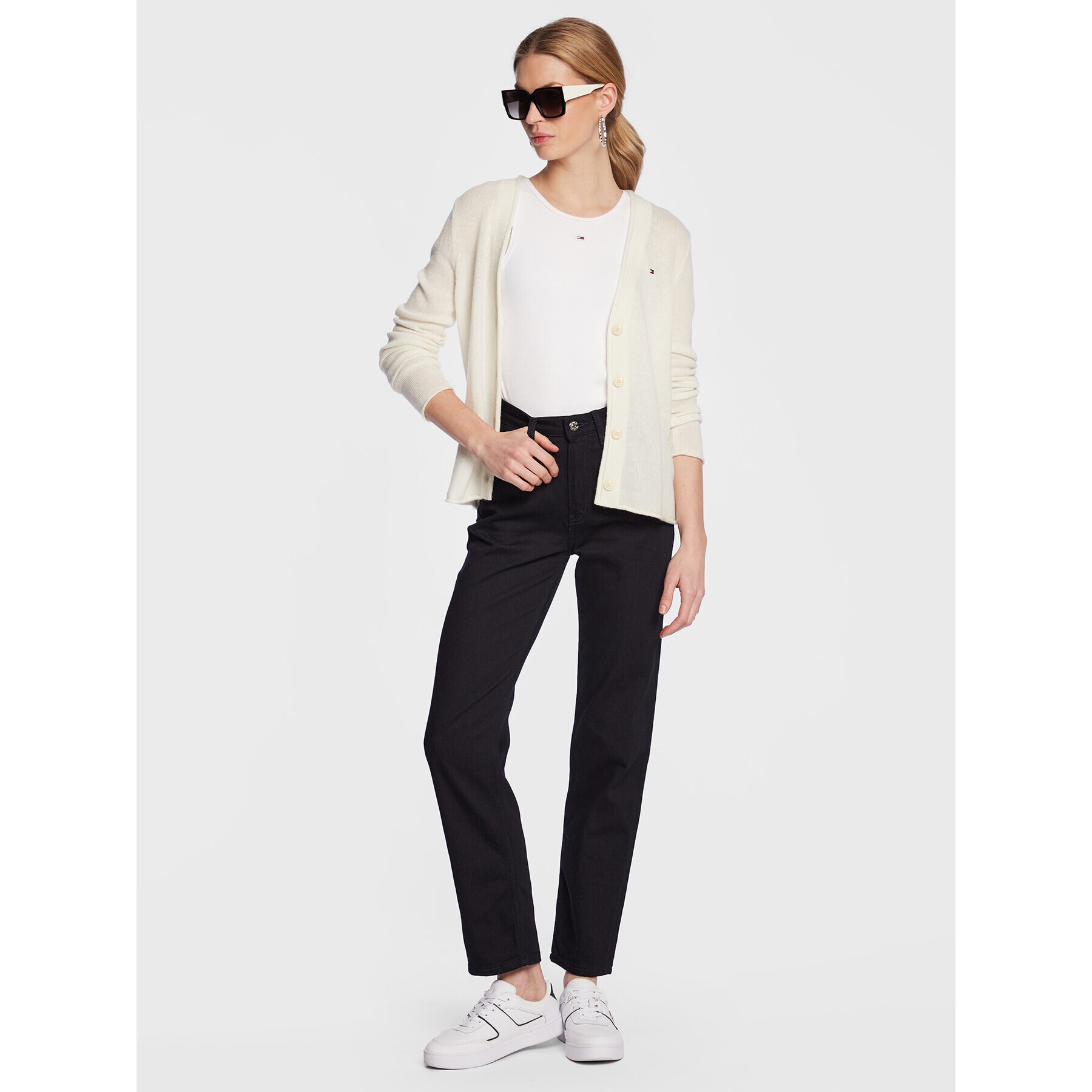 Tommy Hilfiger Кардиган WW0WW37015 Екрю Regular Fit - Pepit.bg