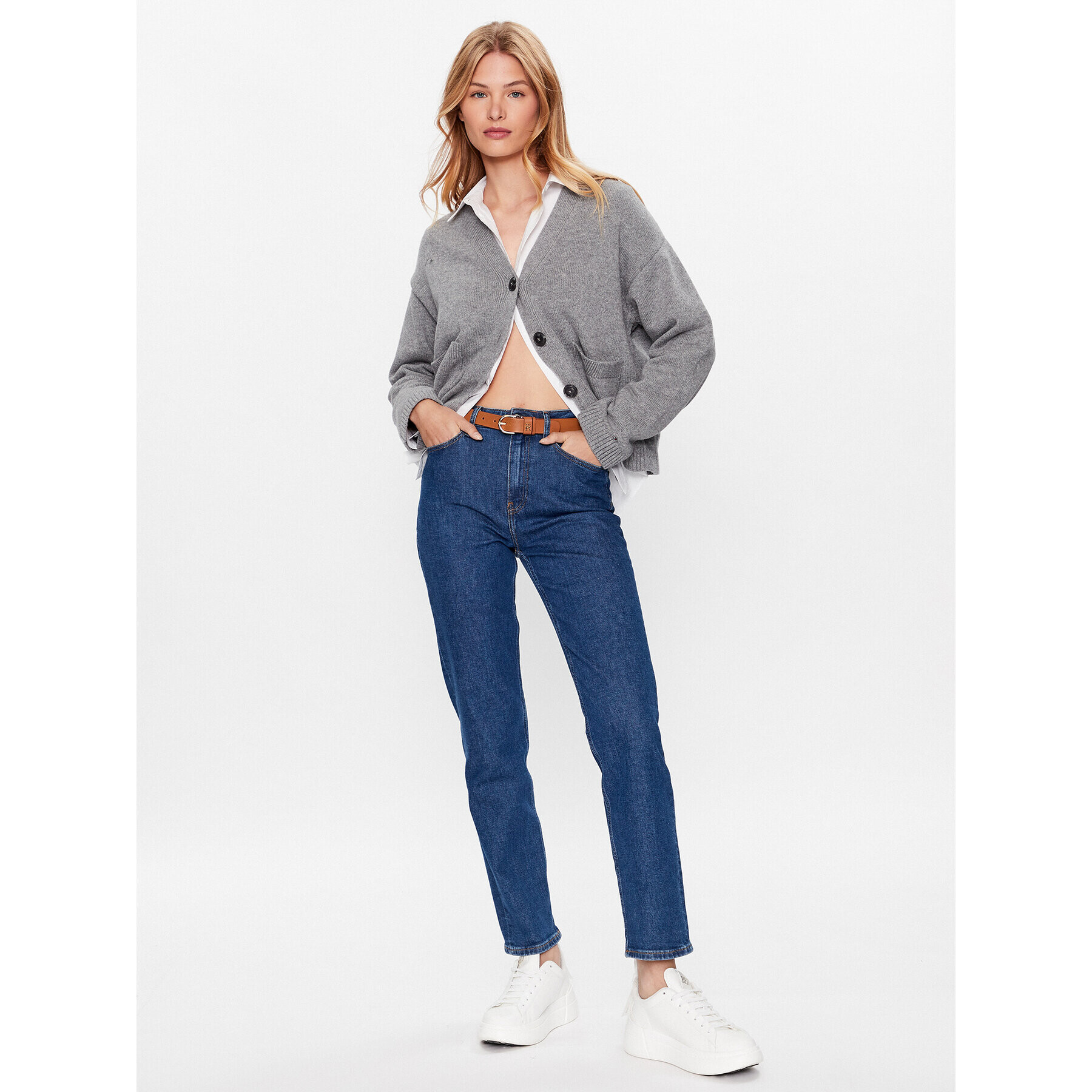 Tommy Hilfiger Кардиган WW0WW39015 Сив Relaxed Fit - Pepit.bg