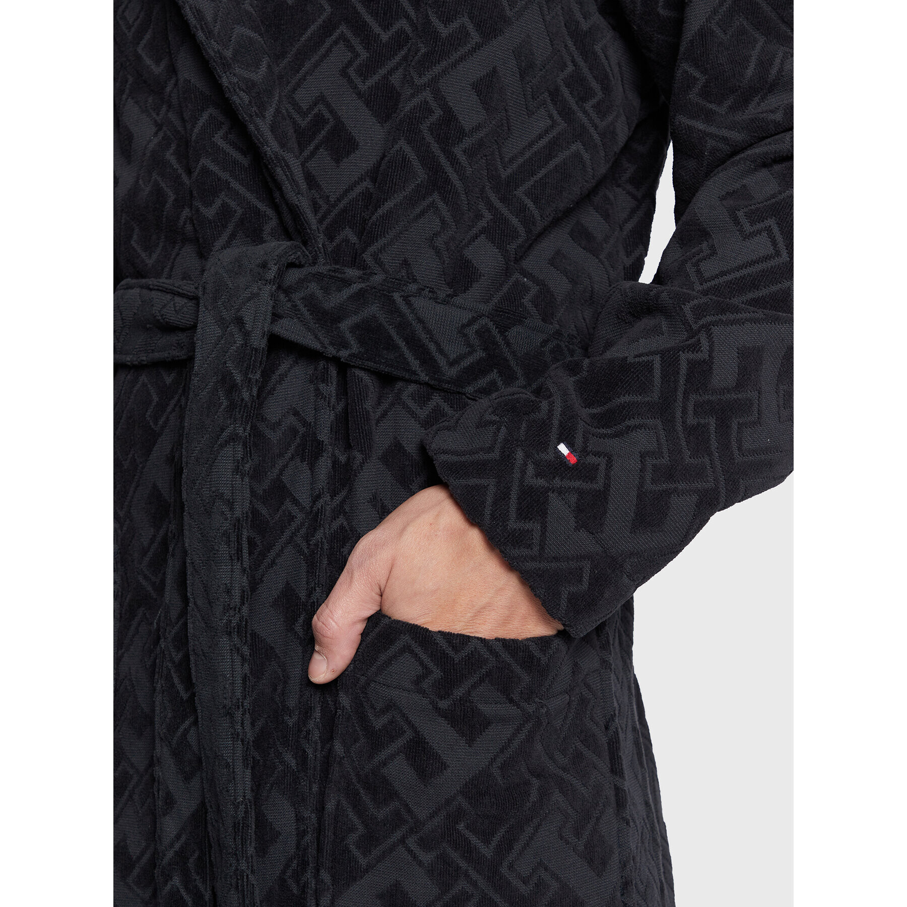 Tommy Hilfiger Халат Allover Logo UM0UM02540 Черен - Pepit.bg
