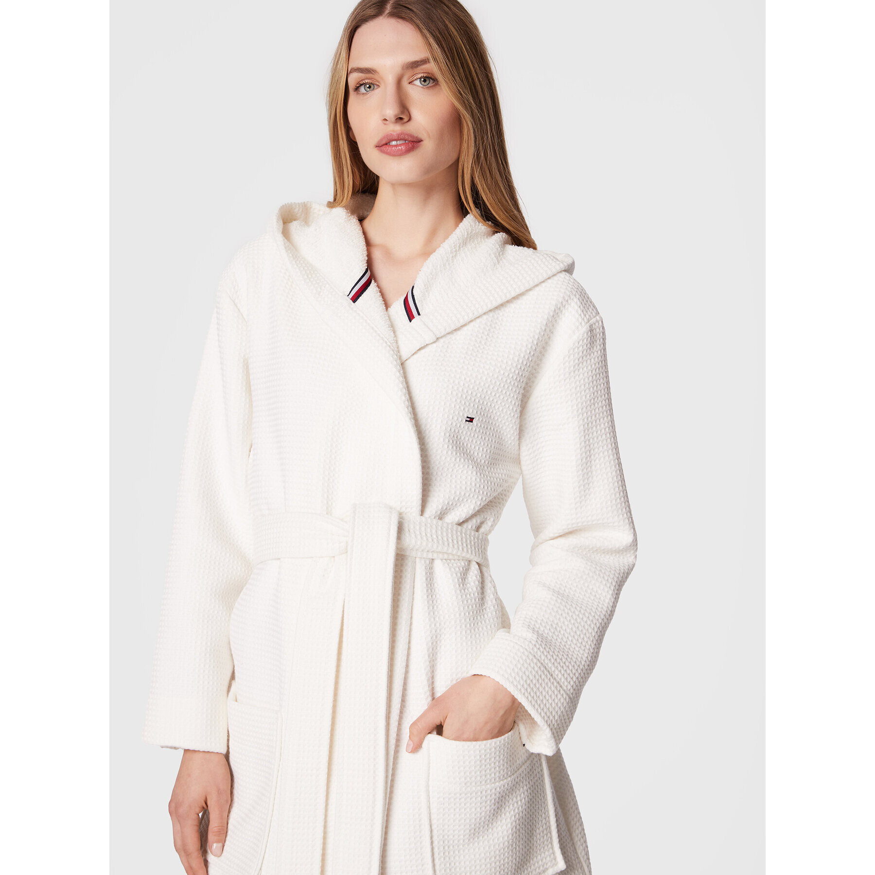 Tommy Hilfiger Халат Waffle UW0UW03914 Бял - Pepit.bg