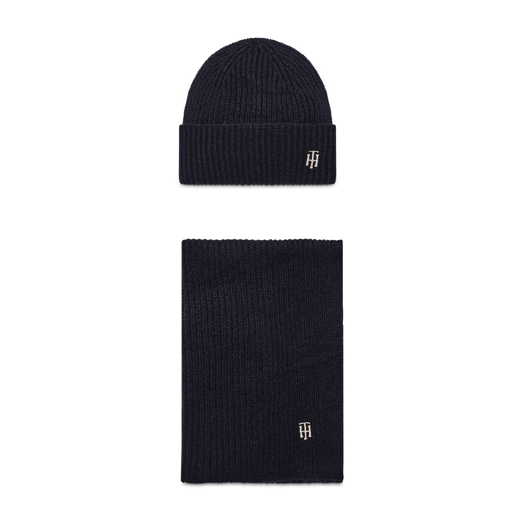 Tommy Hilfiger Комплект шал и шапка Gp Th Effortless Scarf & Beanie AW0AW10855 Тъмносин - Pepit.bg