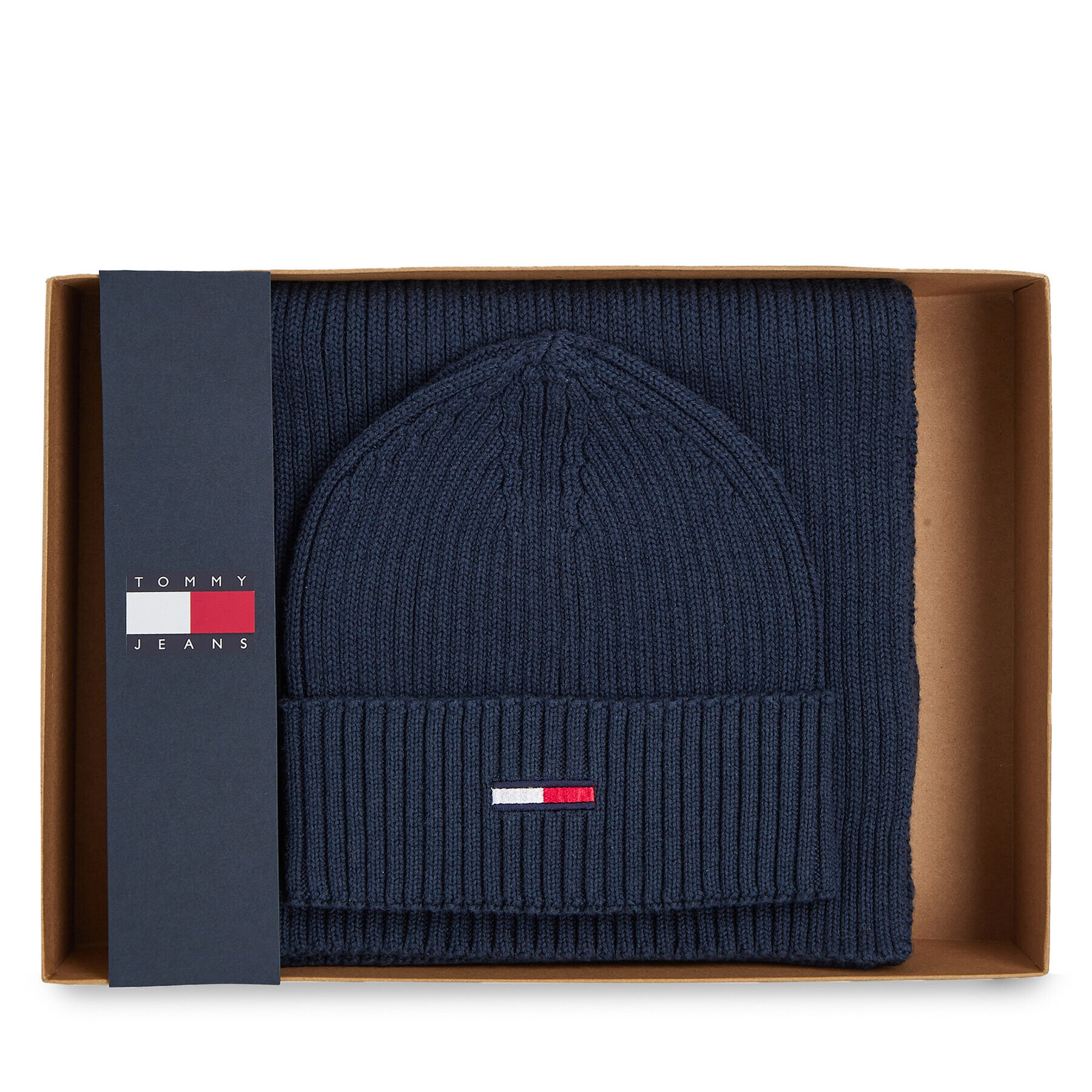 Tommy Hilfiger Комплект шал и шапка Tjw Flag Beanie And Scarf AM0AM11677 Тъмносин - Pepit.bg