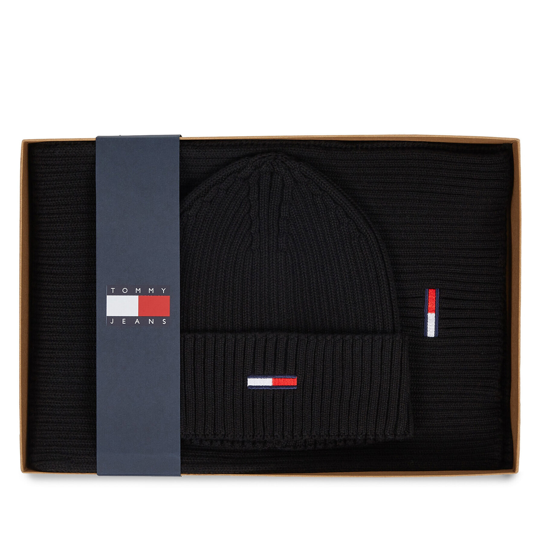 Tommy Hilfiger Комплект шапка и шал тип комин Tjw Flag Beanie And Scarf AM0AM11677 Черен - Pepit.bg