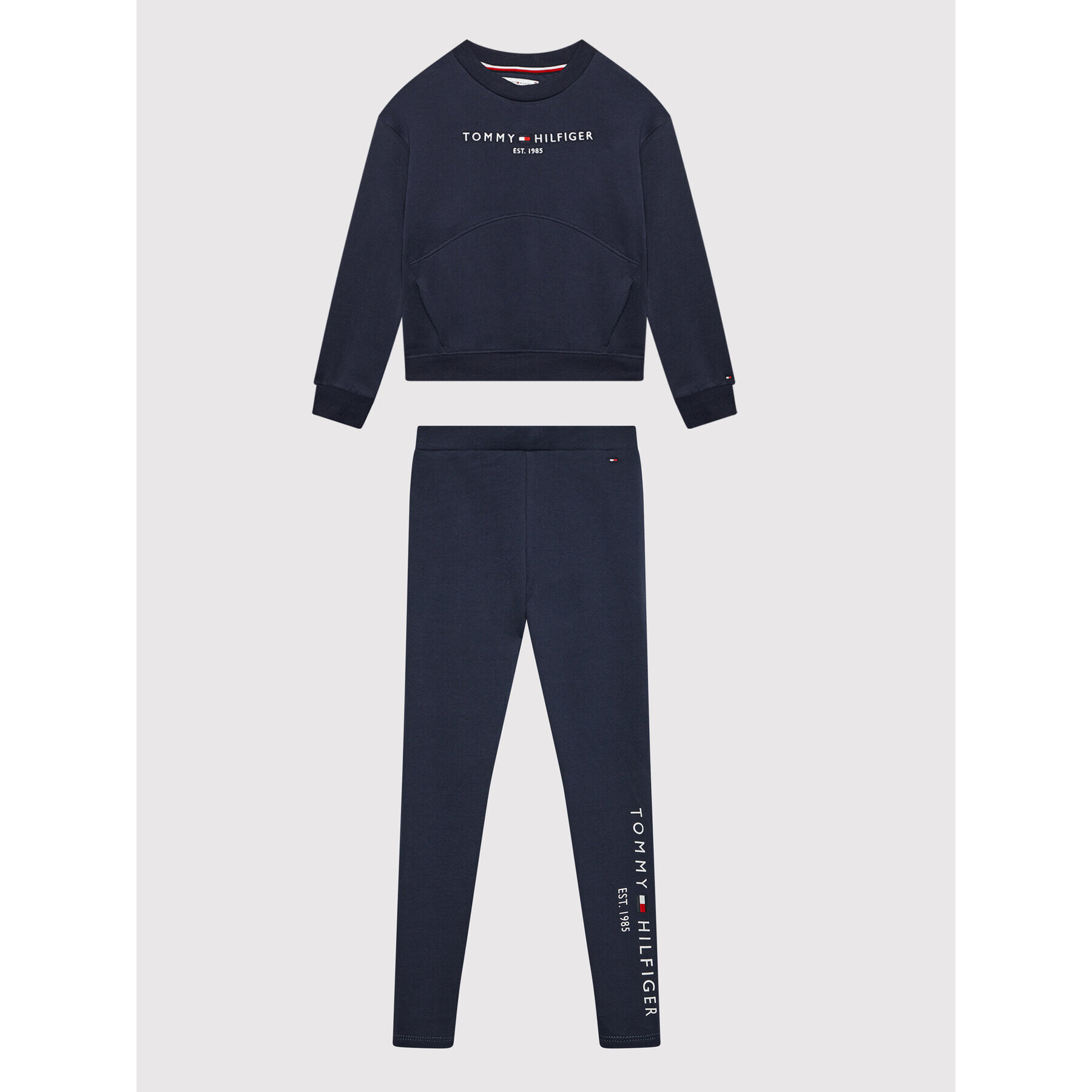 Tommy Hilfiger Комплект суитшърт и клин Essential KG0KG06027 M Тъмносин Regular Fit - Pepit.bg