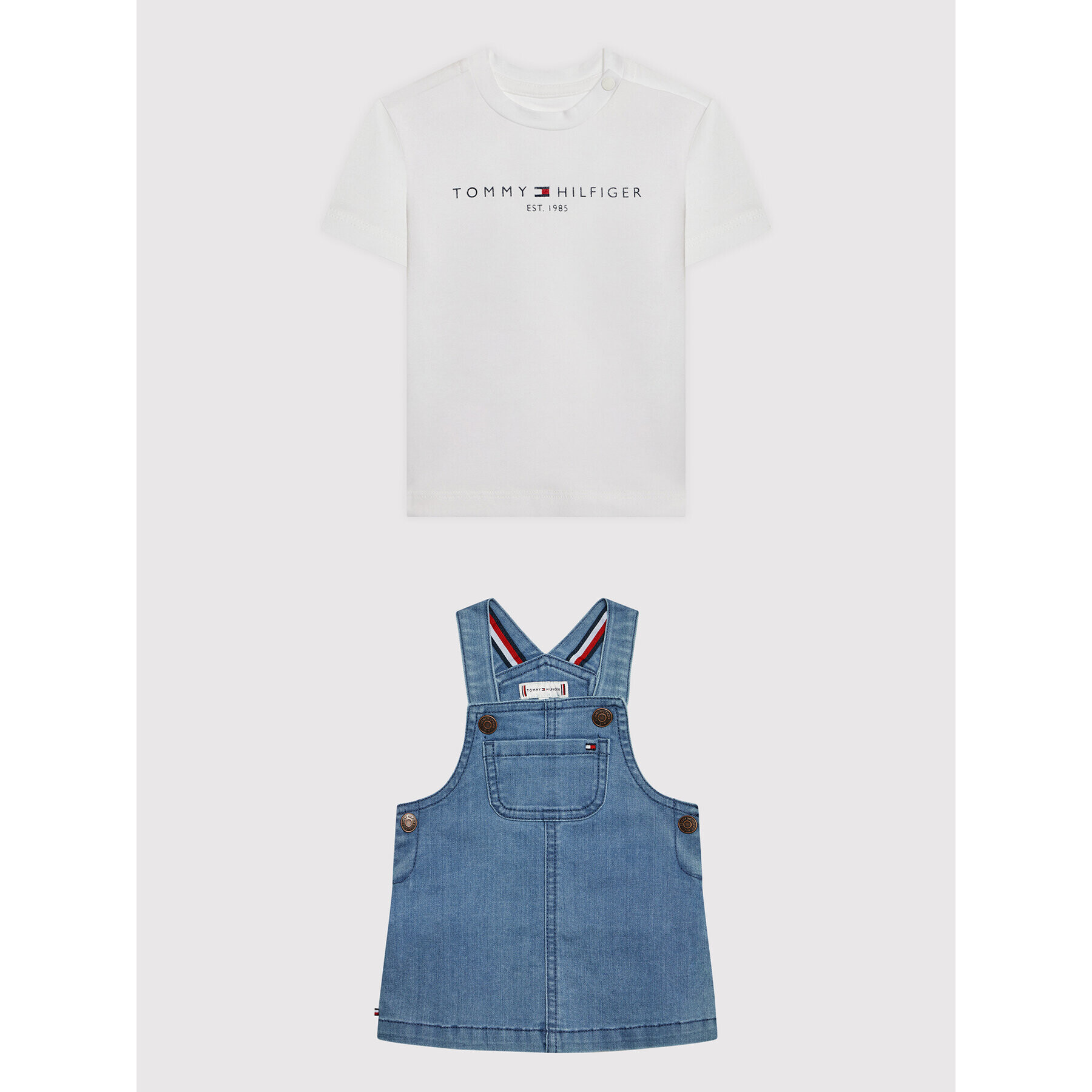 Tommy Hilfiger Комплект тишърт и ежедневна рокля Dungaree KN0KN01449 Цветен Regular Fit - Pepit.bg