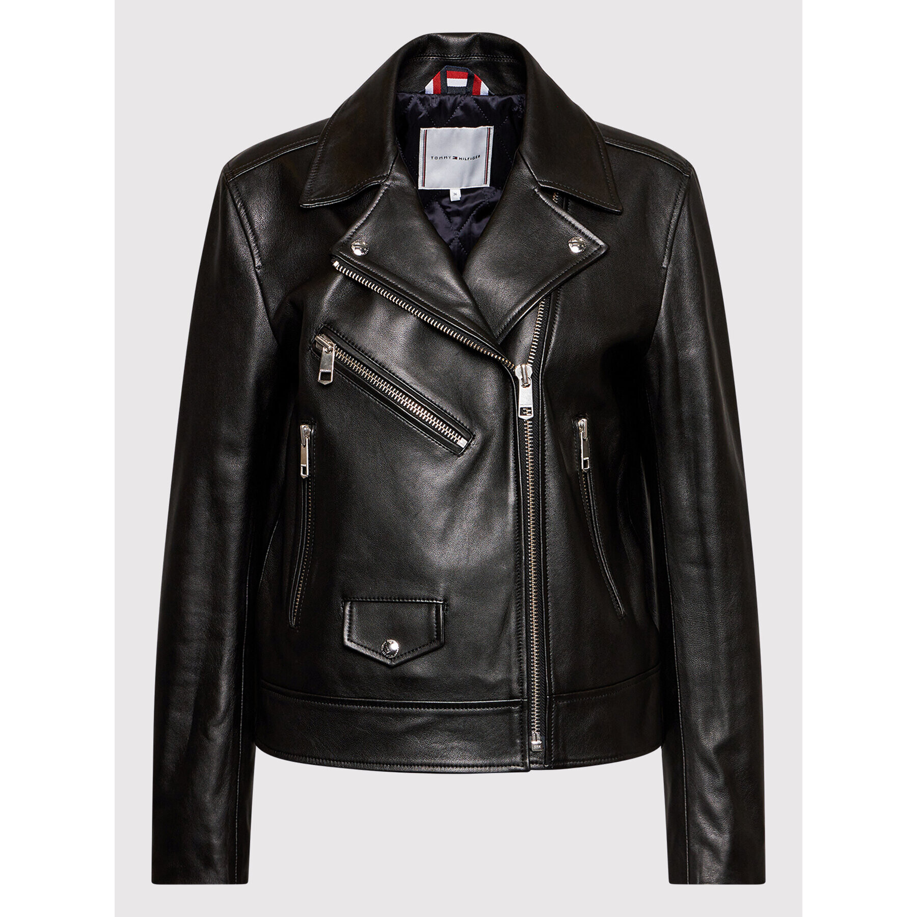 Tommy Hilfiger Кожено яке Biker WW0WW32739 Черен Regular Fit - Pepit.bg