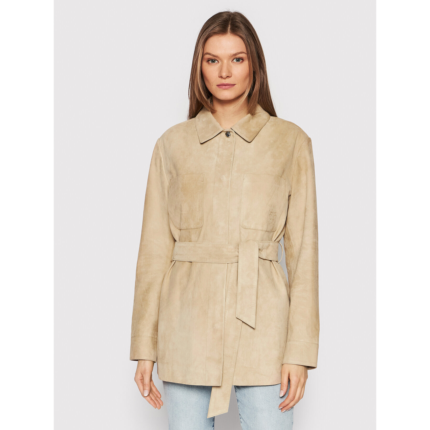 Tommy Hilfiger Кожено яке Suede WW0WW33424 Бежов Regular Fit - Pepit.bg