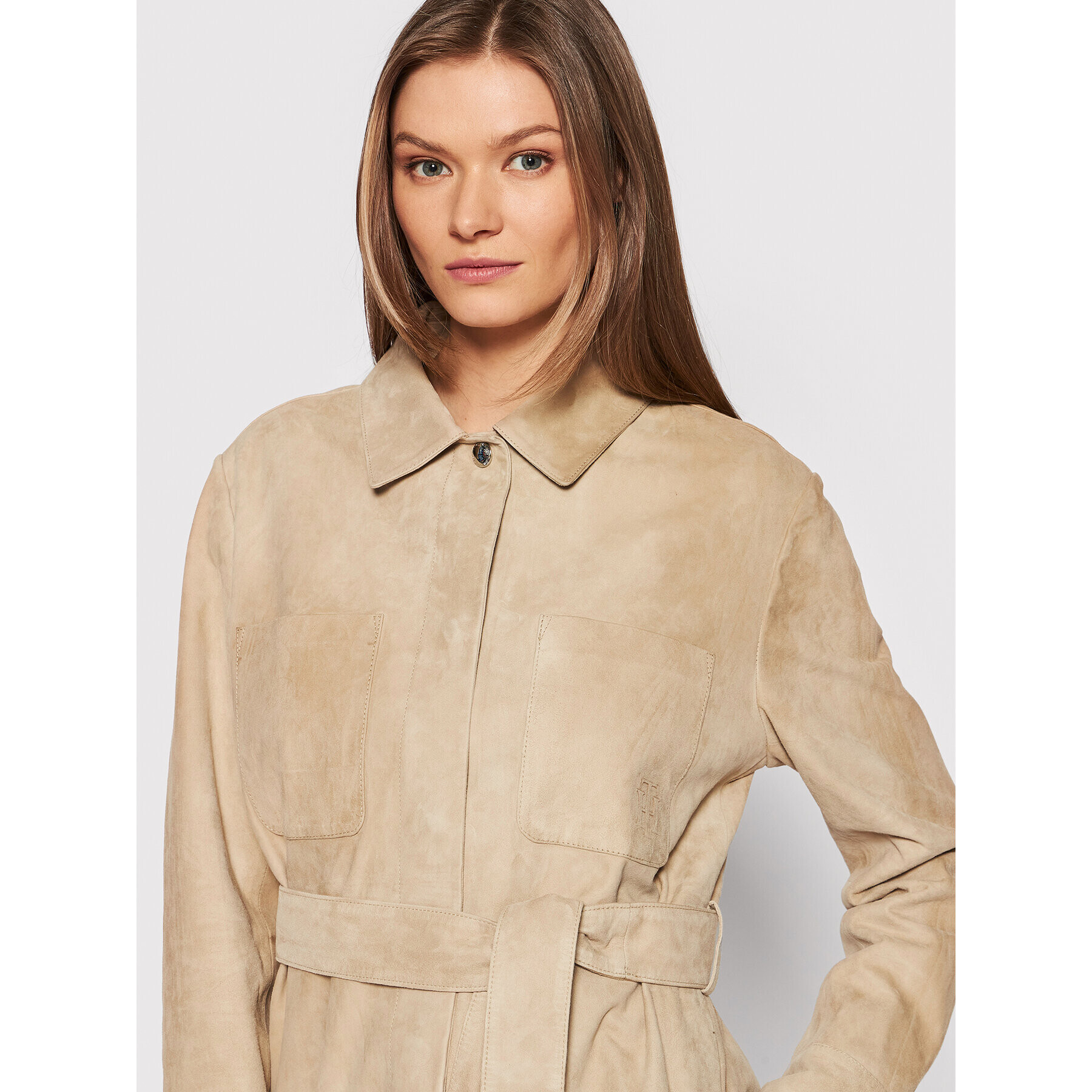 Tommy Hilfiger Кожено яке Suede WW0WW33424 Бежов Regular Fit - Pepit.bg