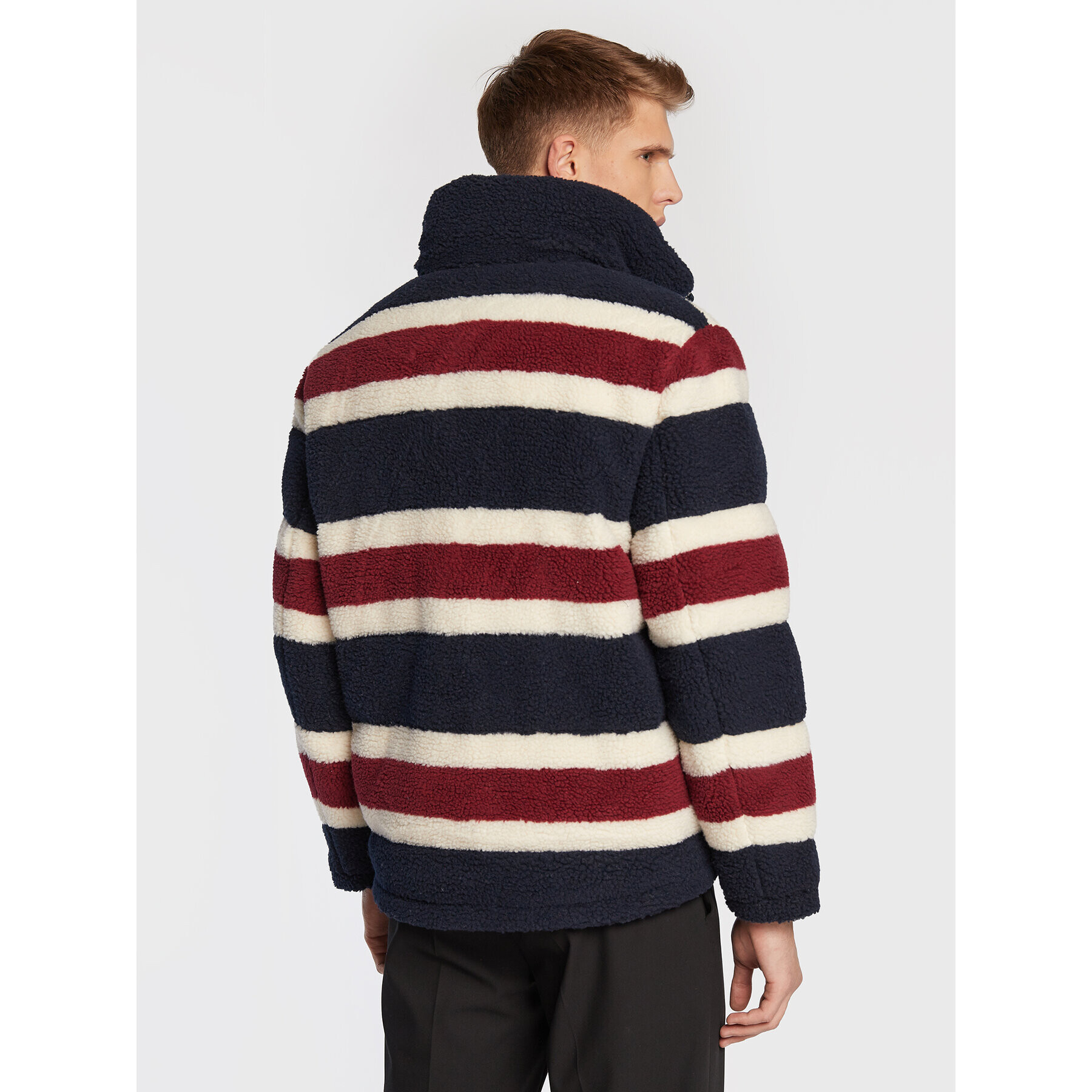 Tommy Hilfiger Кожух Stripe Teddy MW0MW28720 Тъмносин Oversize - Pepit.bg