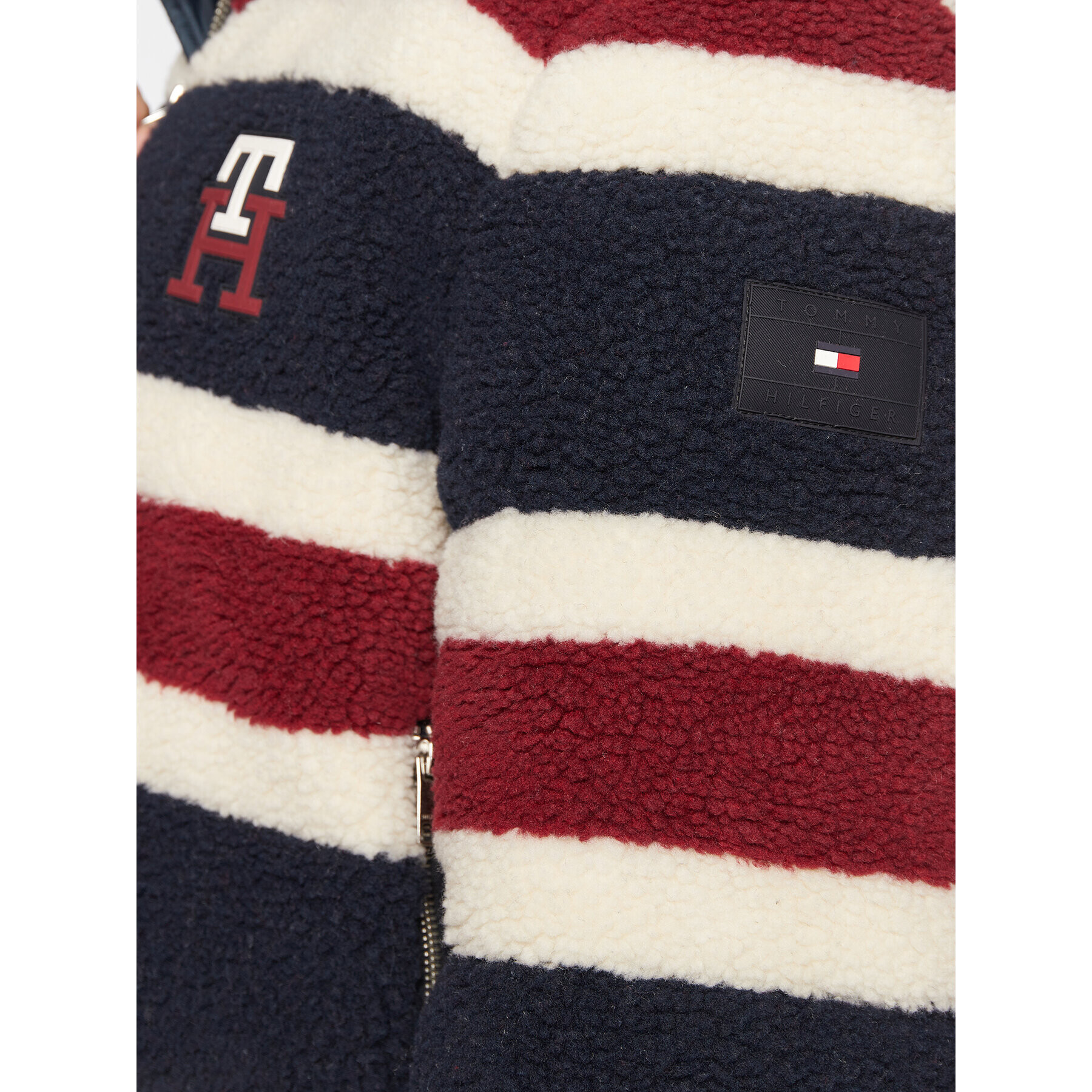 Tommy Hilfiger Кожух Stripe Teddy MW0MW28720 Тъмносин Oversize - Pepit.bg