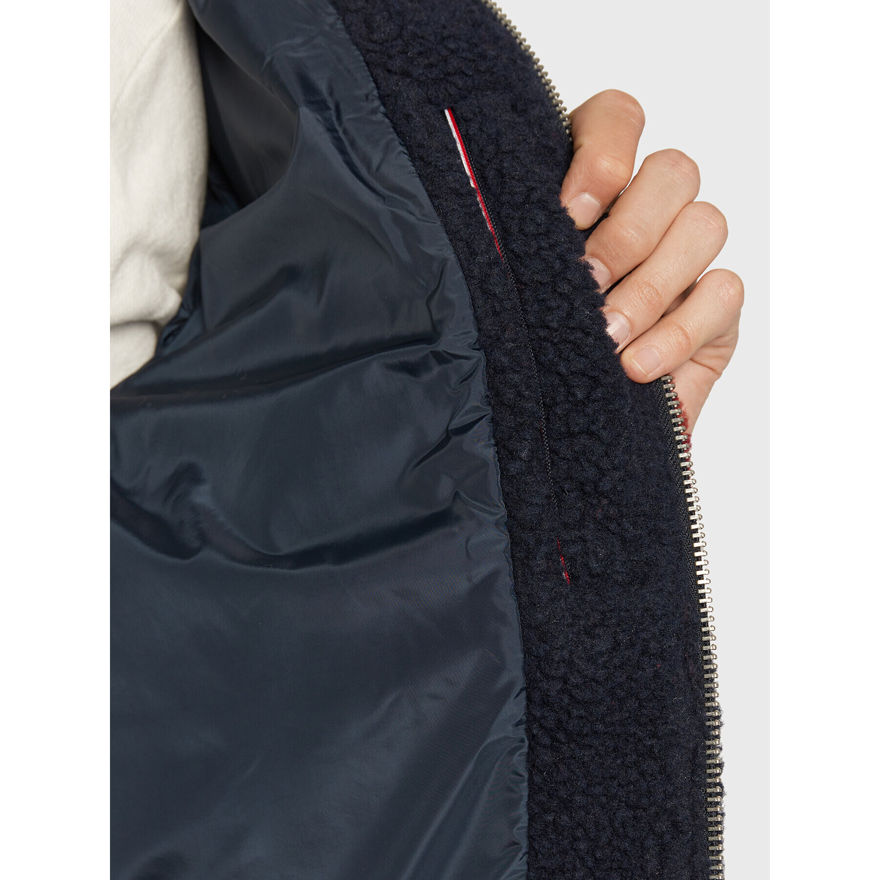Tommy Hilfiger Кожух Stripe Teddy MW0MW28720 Тъмносин Oversize - Pepit.bg