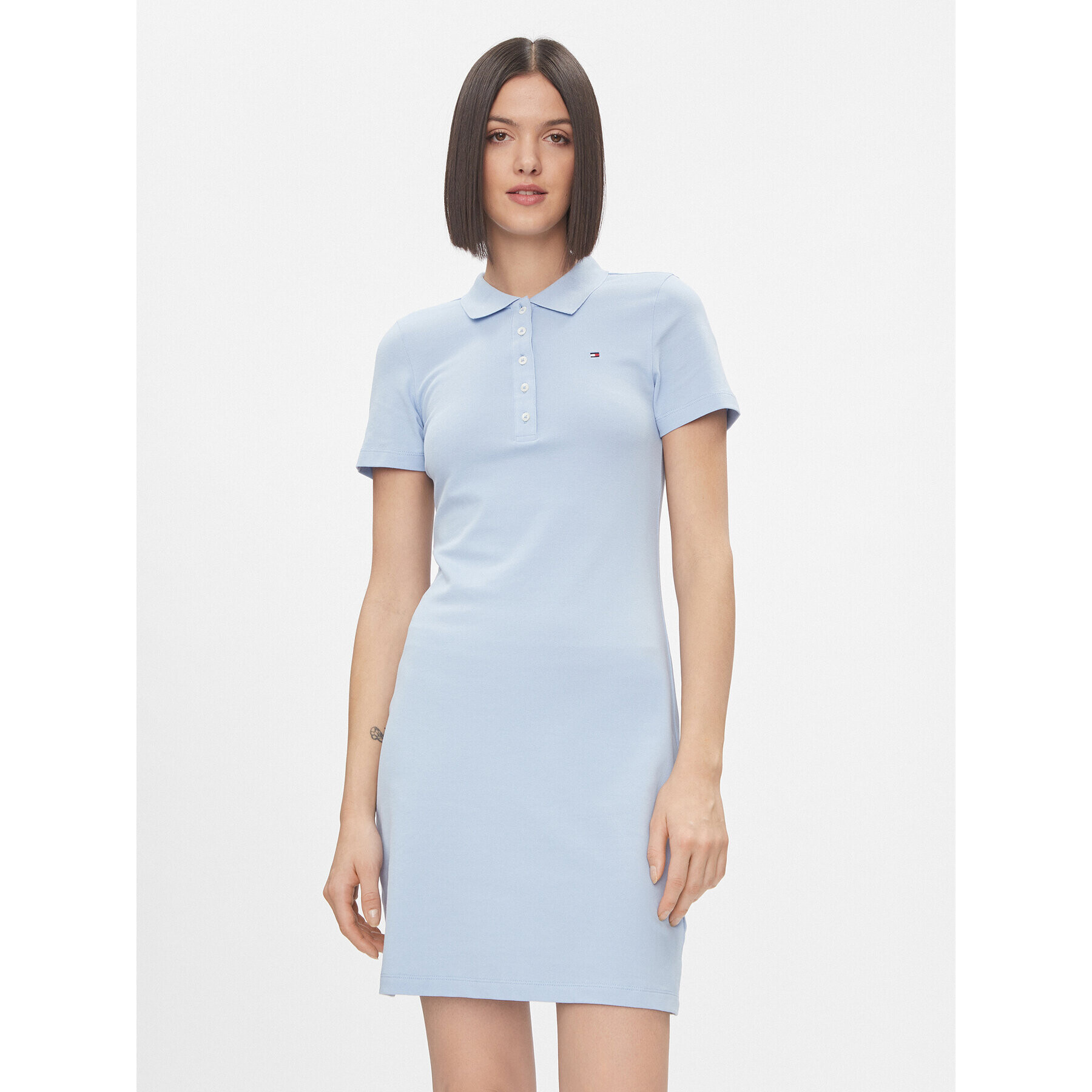 Tommy Hilfiger Лятна рокля 1985 Slim Pique Polo Dress Ss WW0WW37853 Син Regular Fit - Pepit.bg