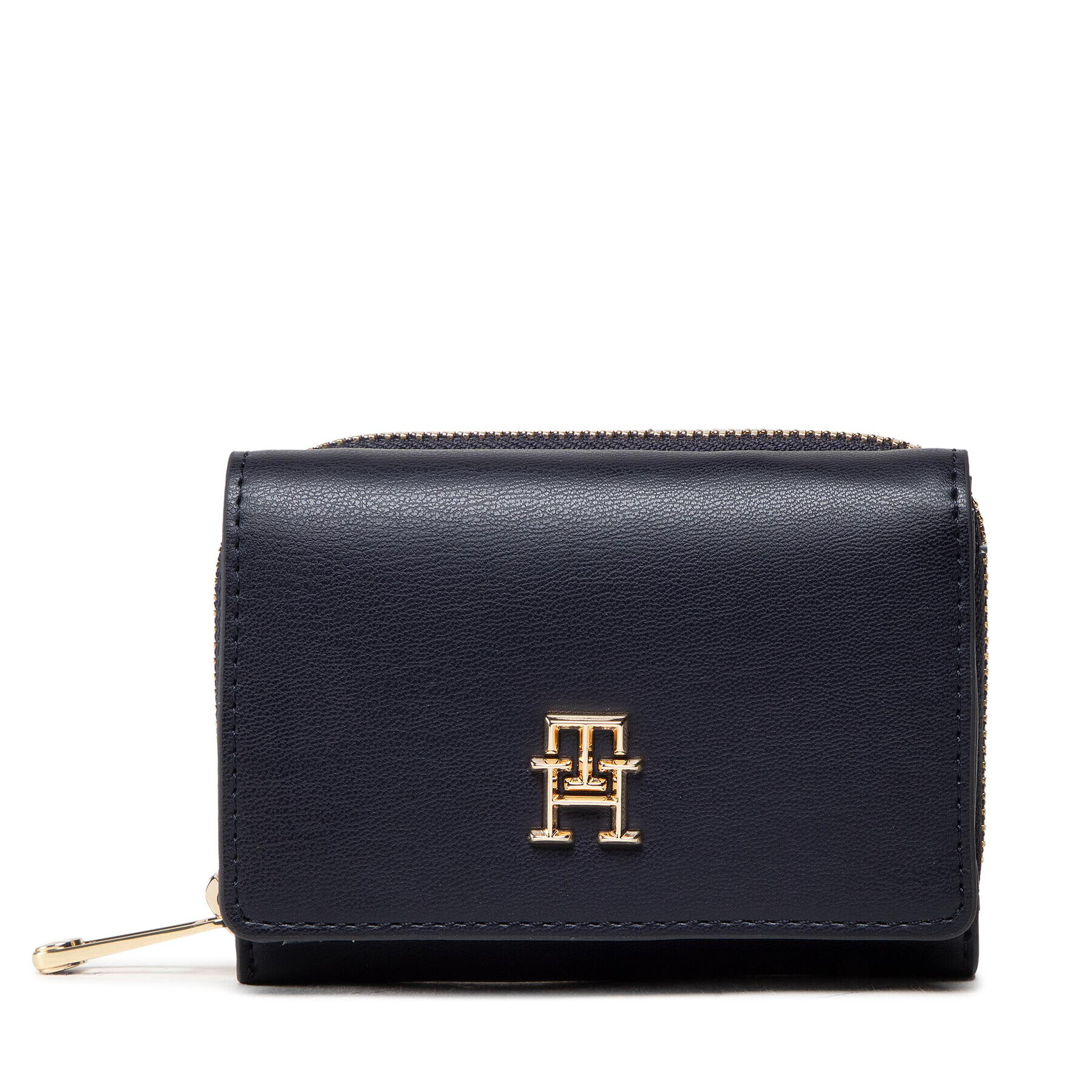 Tommy Hilfiger Малък дамски портфейл Iconic Tommy Med Flap AW0AW13650 Тъмносин - Pepit.bg