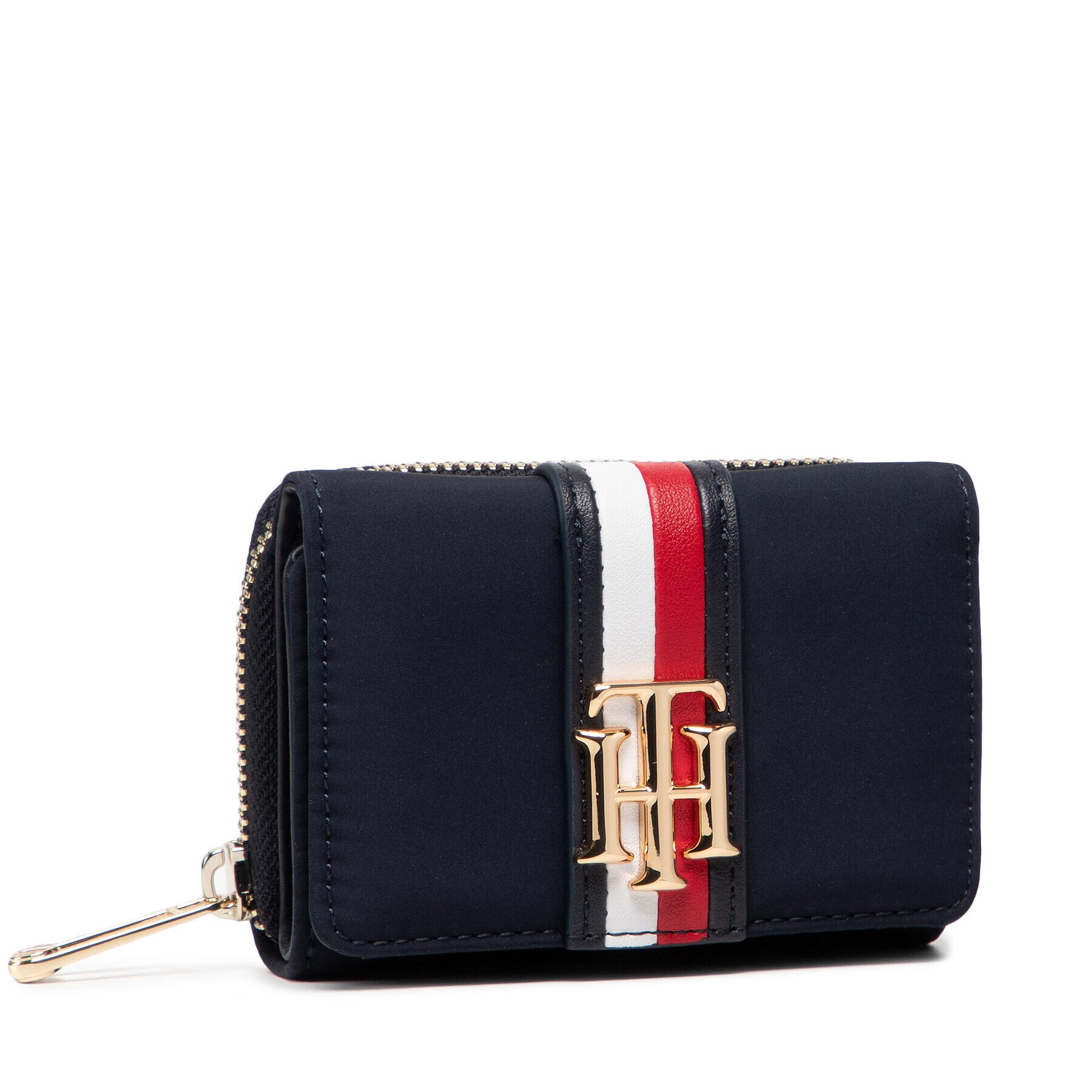 Tommy Hilfiger Малък дамски портфейл Relaced Th Med Wallet AW0AW10973 Тъмносин - Pepit.bg