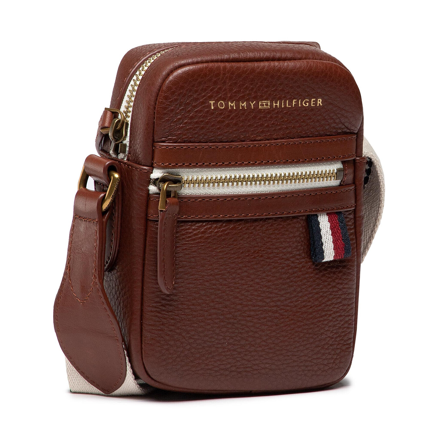 Tommy Hilfiger Мъжка чантичка Premium Leather Mini Crossover AM0AM08455 Кафяв - Pepit.bg