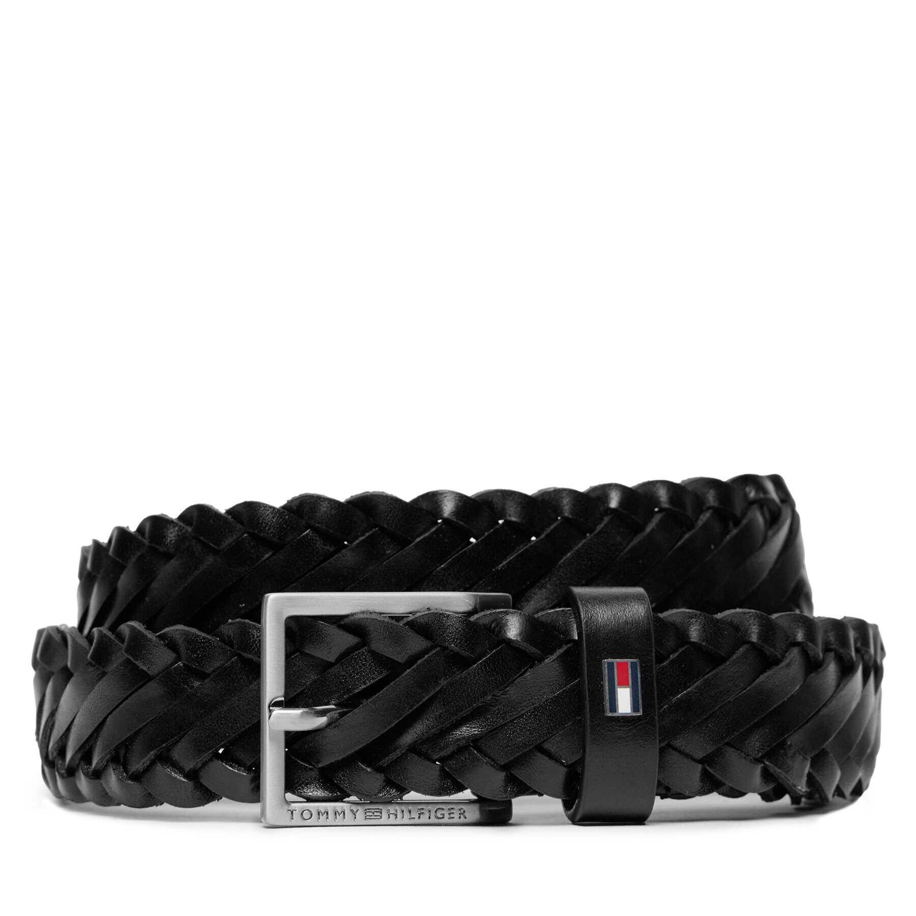 Tommy Hilfiger Мъжки колан Oliver 3.0 Leather Braid Dc AM0AM12068 Черен - Pepit.bg