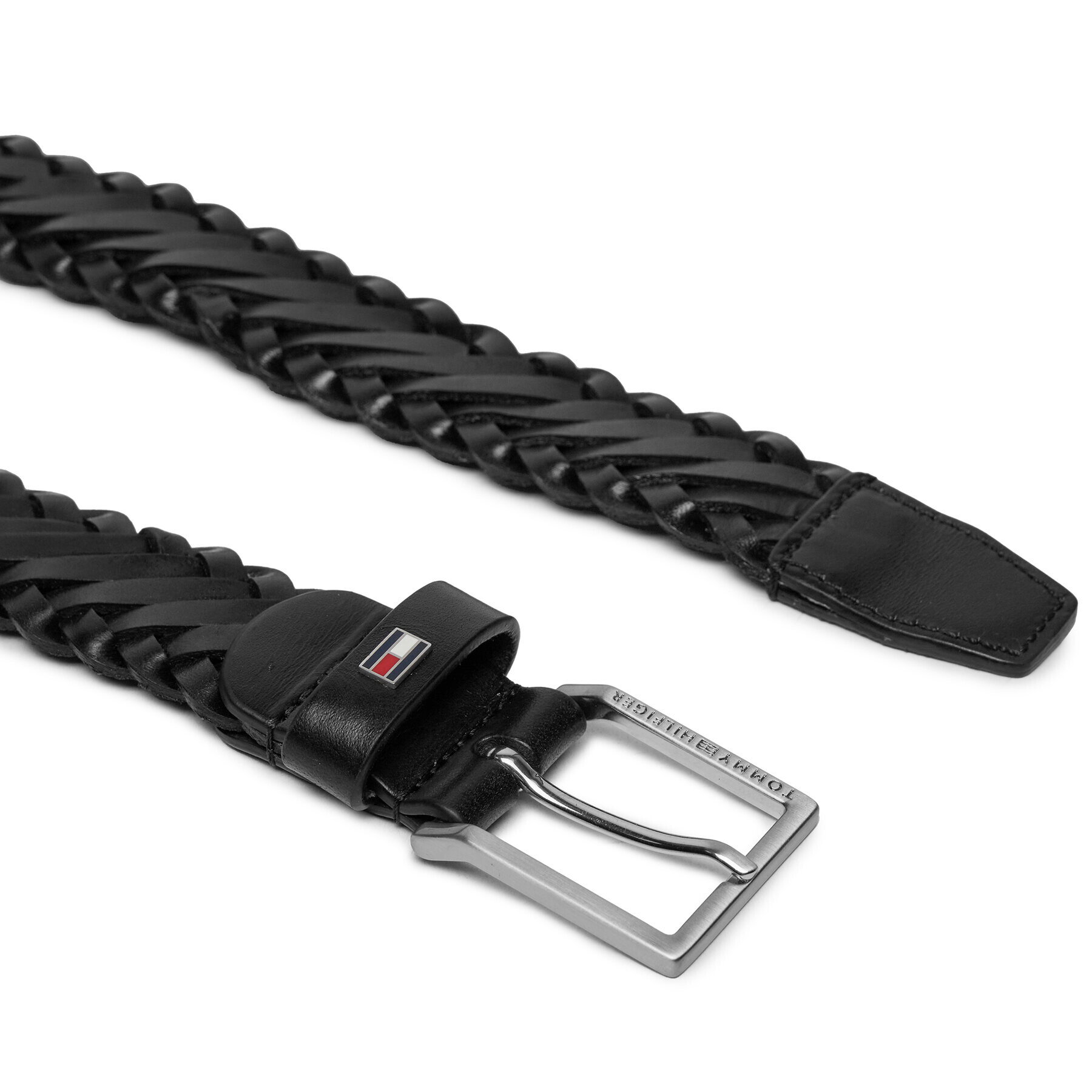 Tommy Hilfiger Мъжки колан Oliver 3.0 Leather Braid Dc AM0AM12068 Черен - Pepit.bg