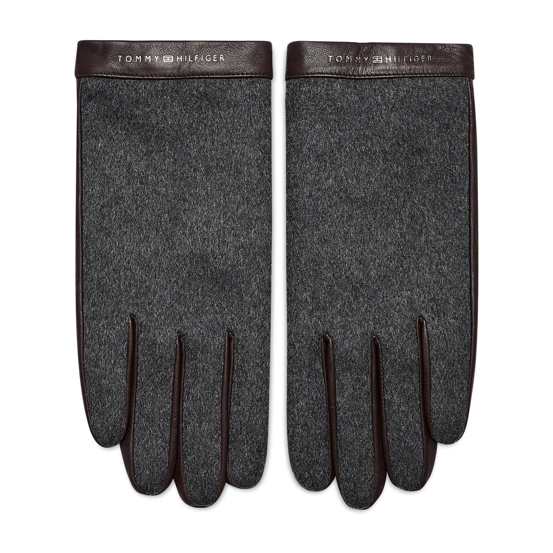 Tommy Hilfiger Мъжки ръкавици Textile Mix Leather Gloves AM0AM07883 Сив - Pepit.bg