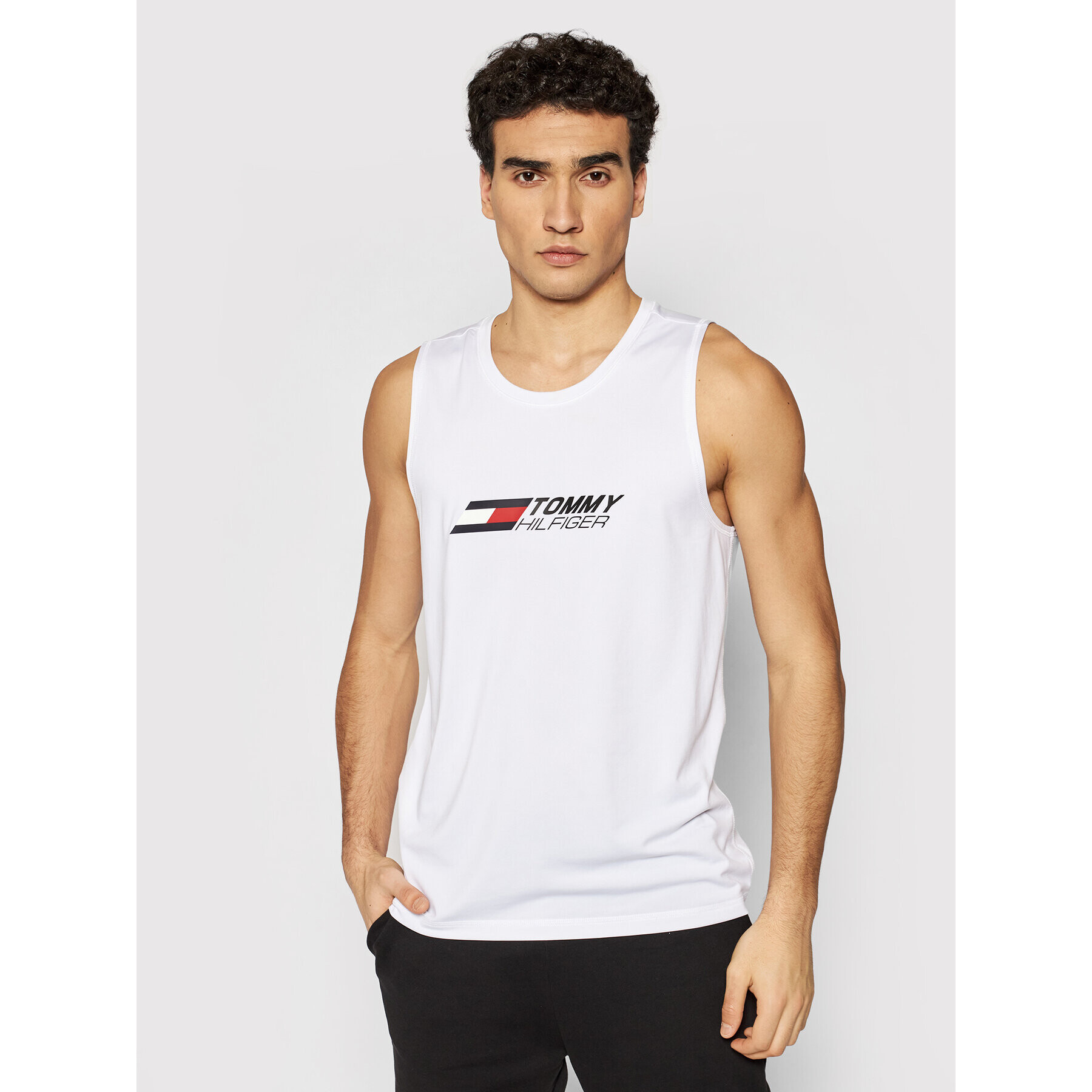Tommy Hilfiger Мъжки топ Essentials MW0MW17229 Бял Relaxed Fit - Pepit.bg