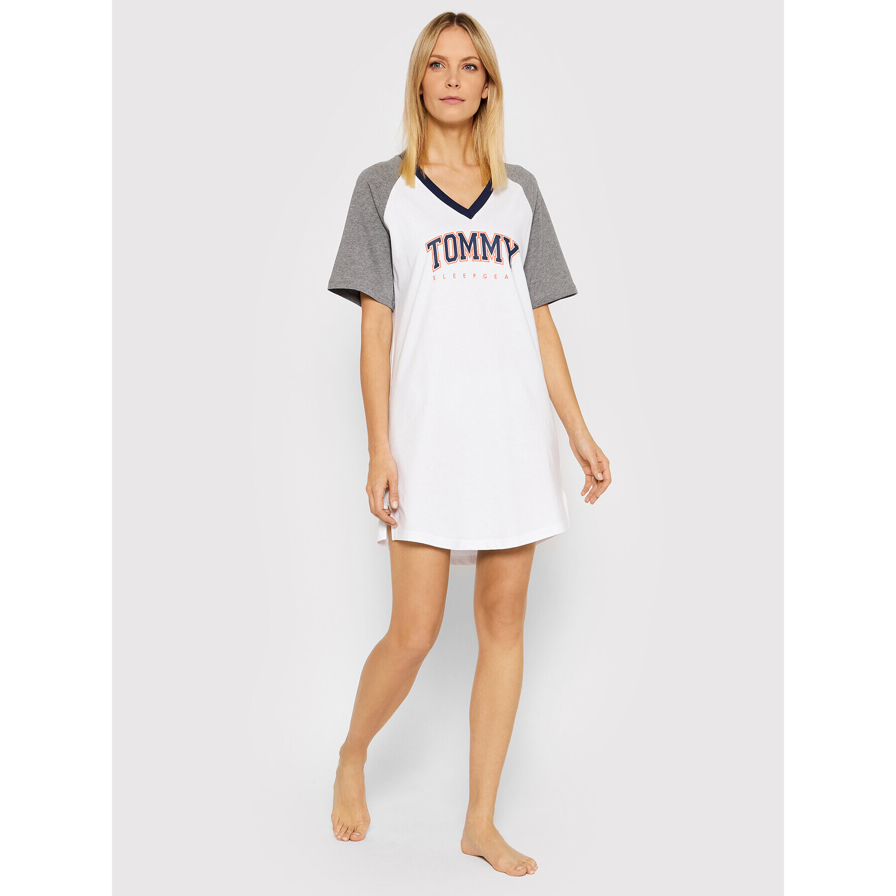 Tommy Hilfiger Нощница UW0UW03216 Бял Regular Fit - Pepit.bg