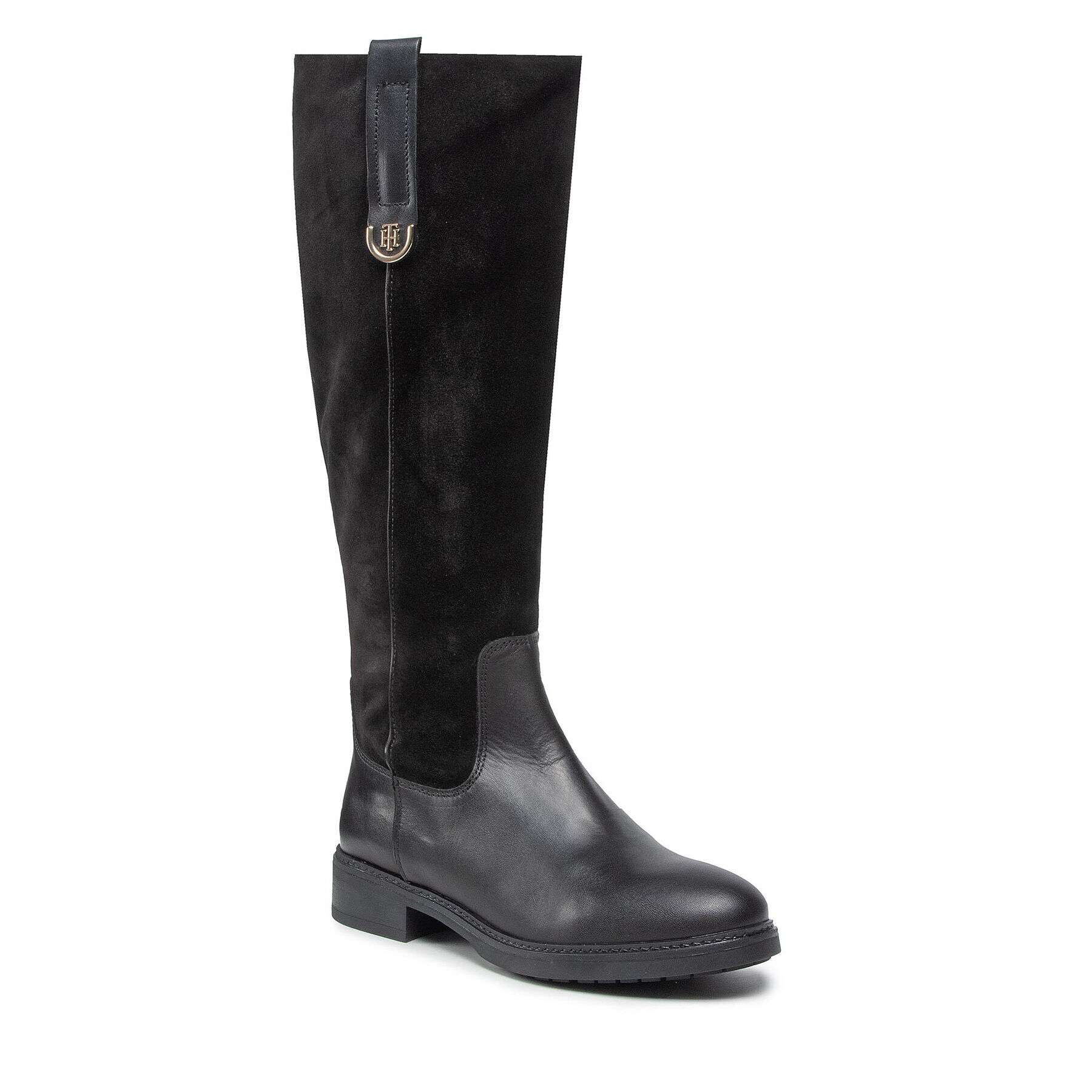 Tommy Hilfiger Офицерки Th Hardware Suede Longboot FW0FW05971 Черен - Pepit.bg