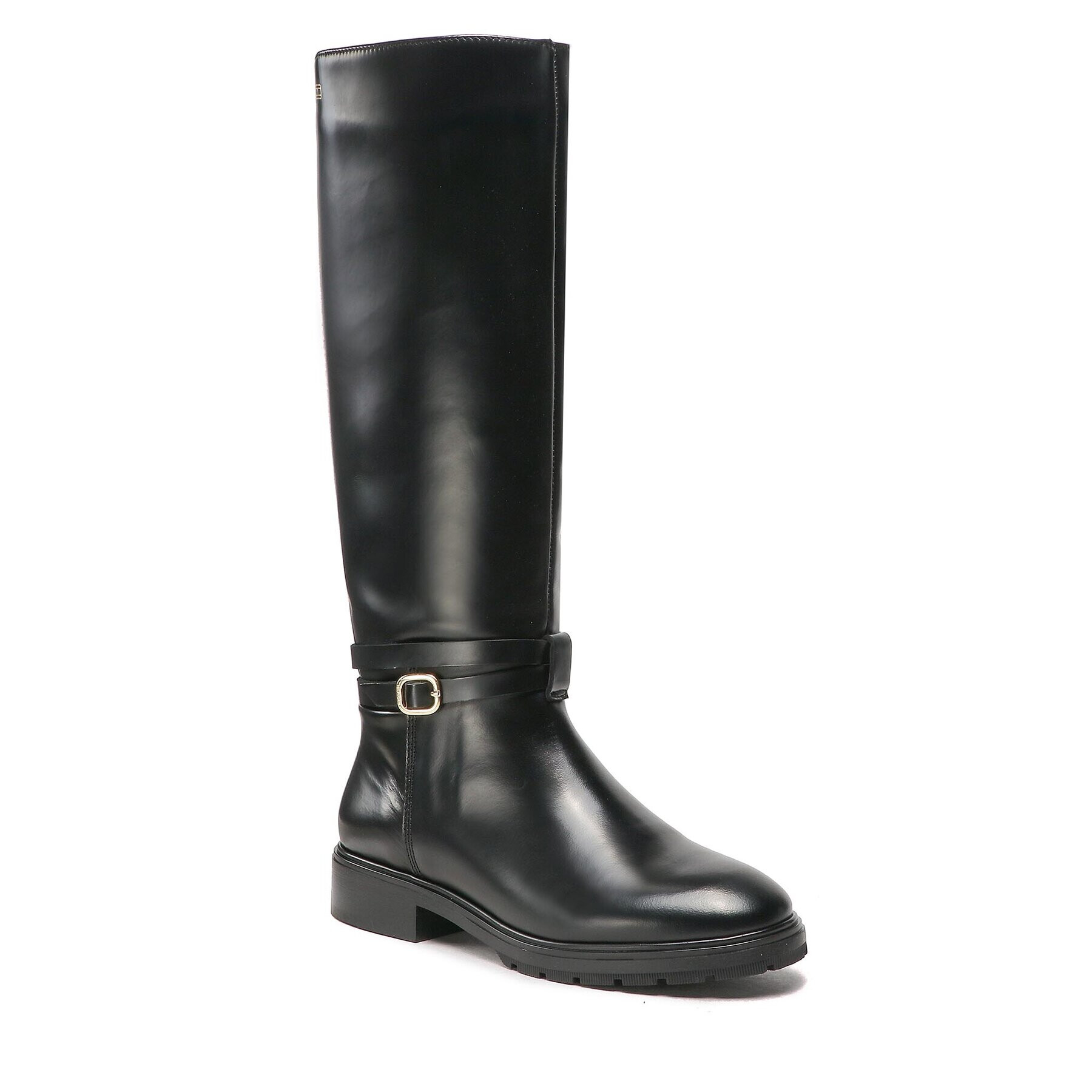 Tommy Hilfiger Офицерки Leather Belt Longboot FW0FW06758 Черен - Pepit.bg