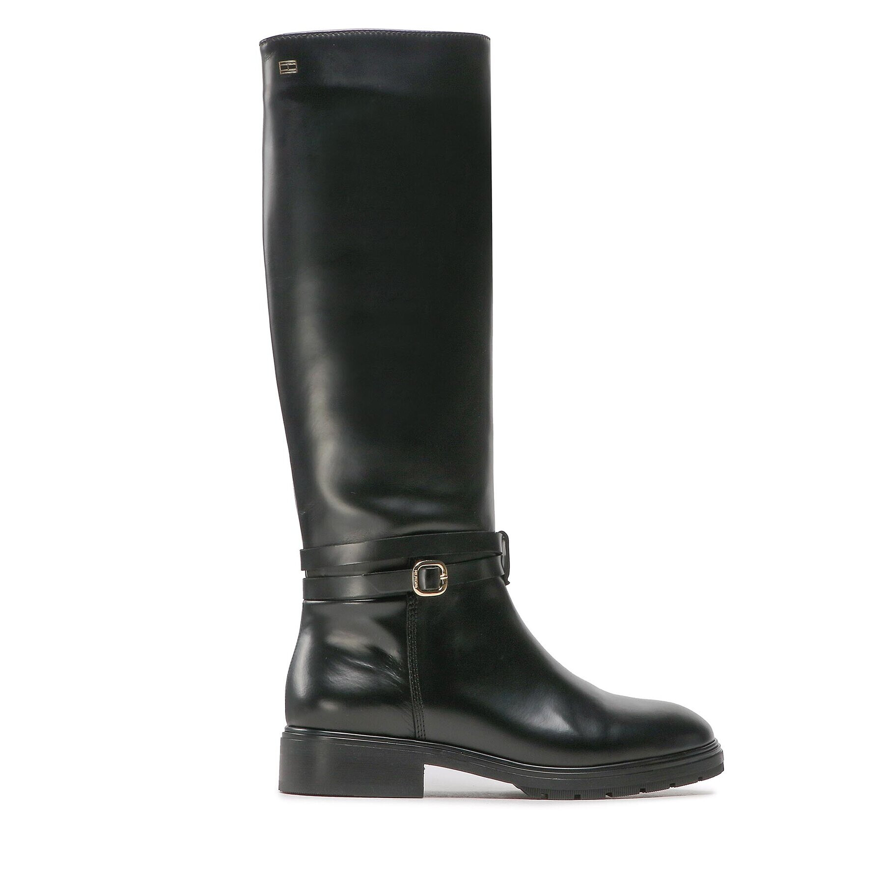 Tommy Hilfiger Офицерки Leather Belt Longboot FW0FW06758 Черен - Pepit.bg